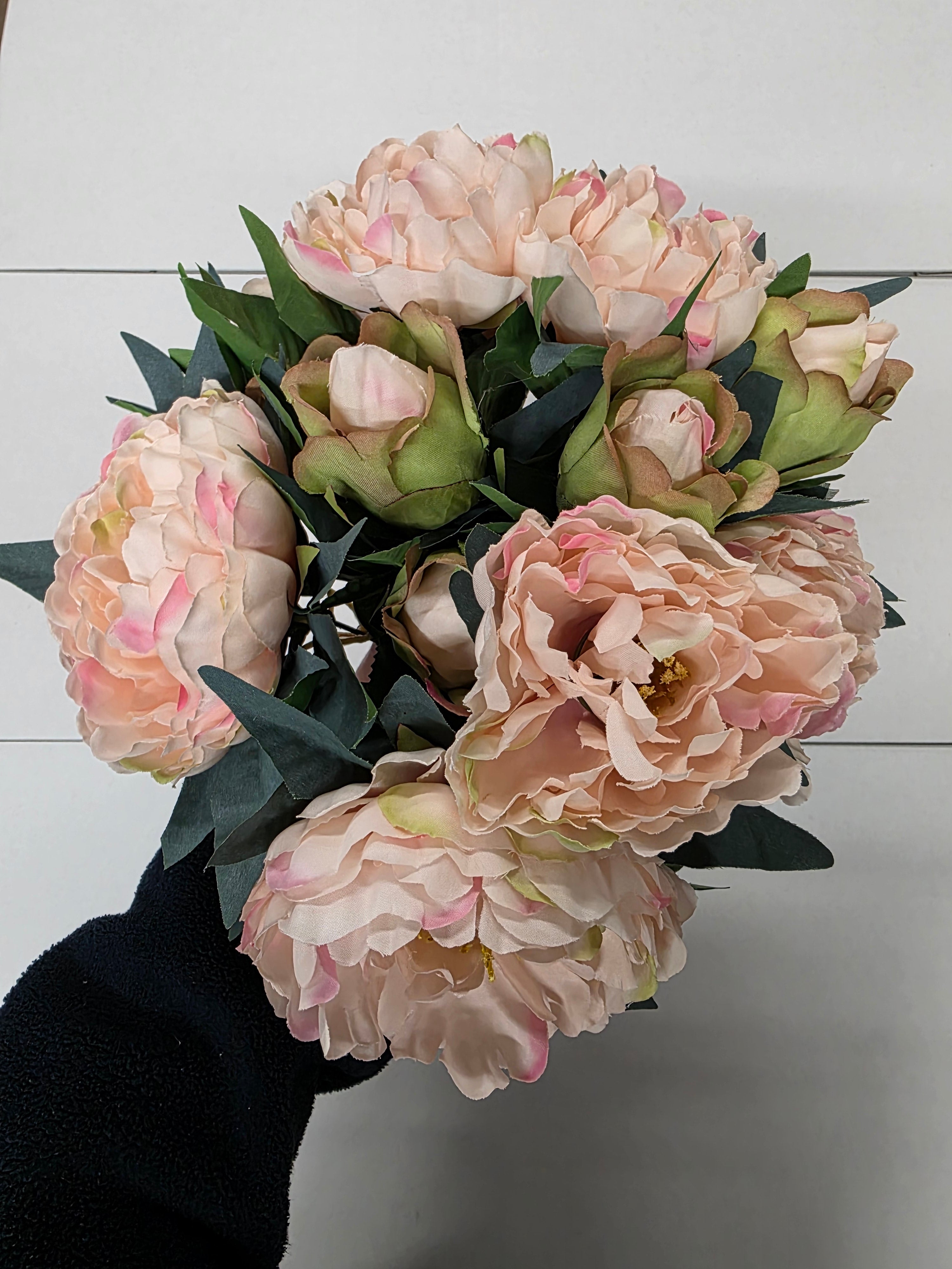 Artificial Peony Bush Coral 48cm