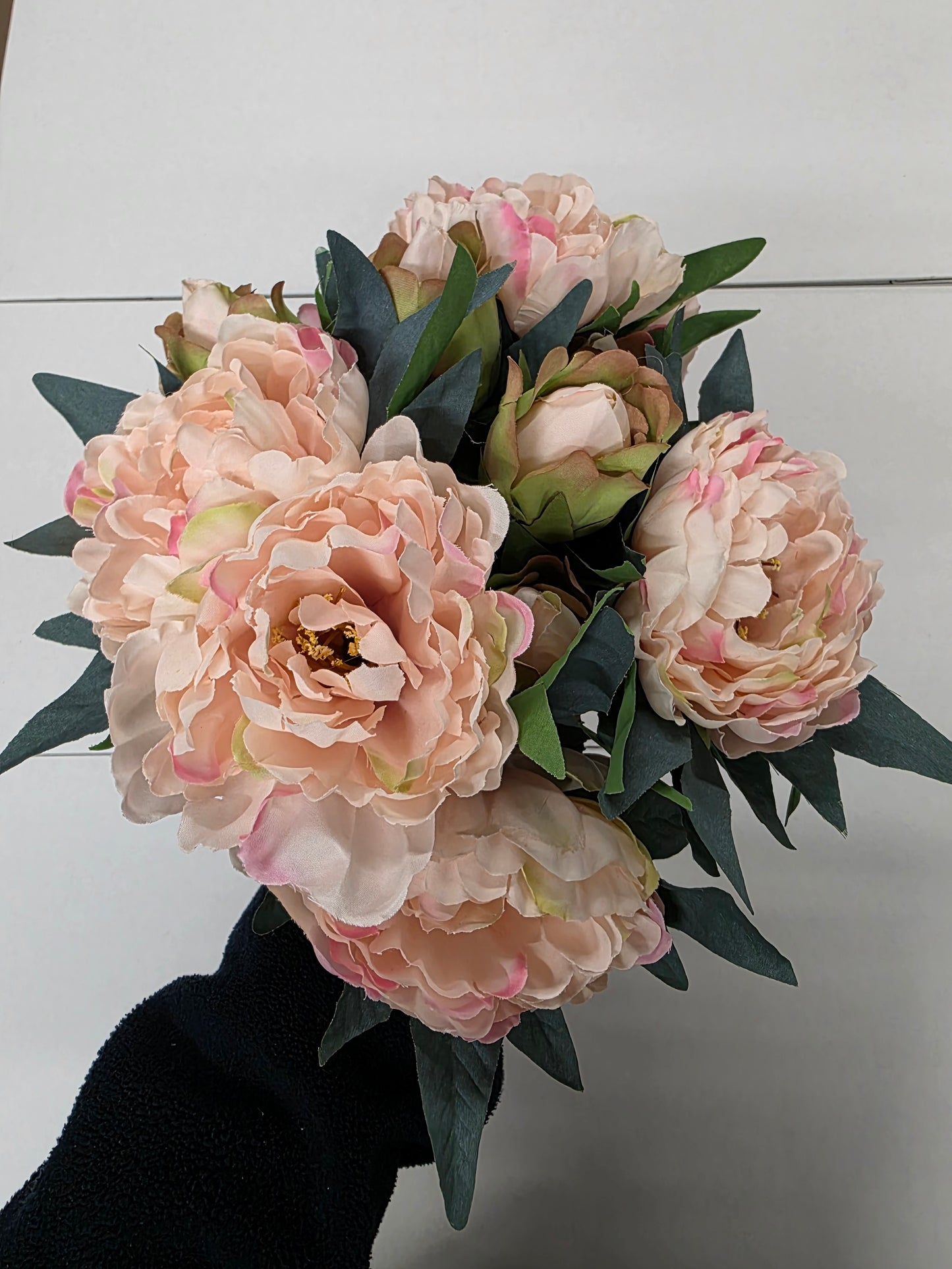 Artificial Peony Bush Coral 48cm