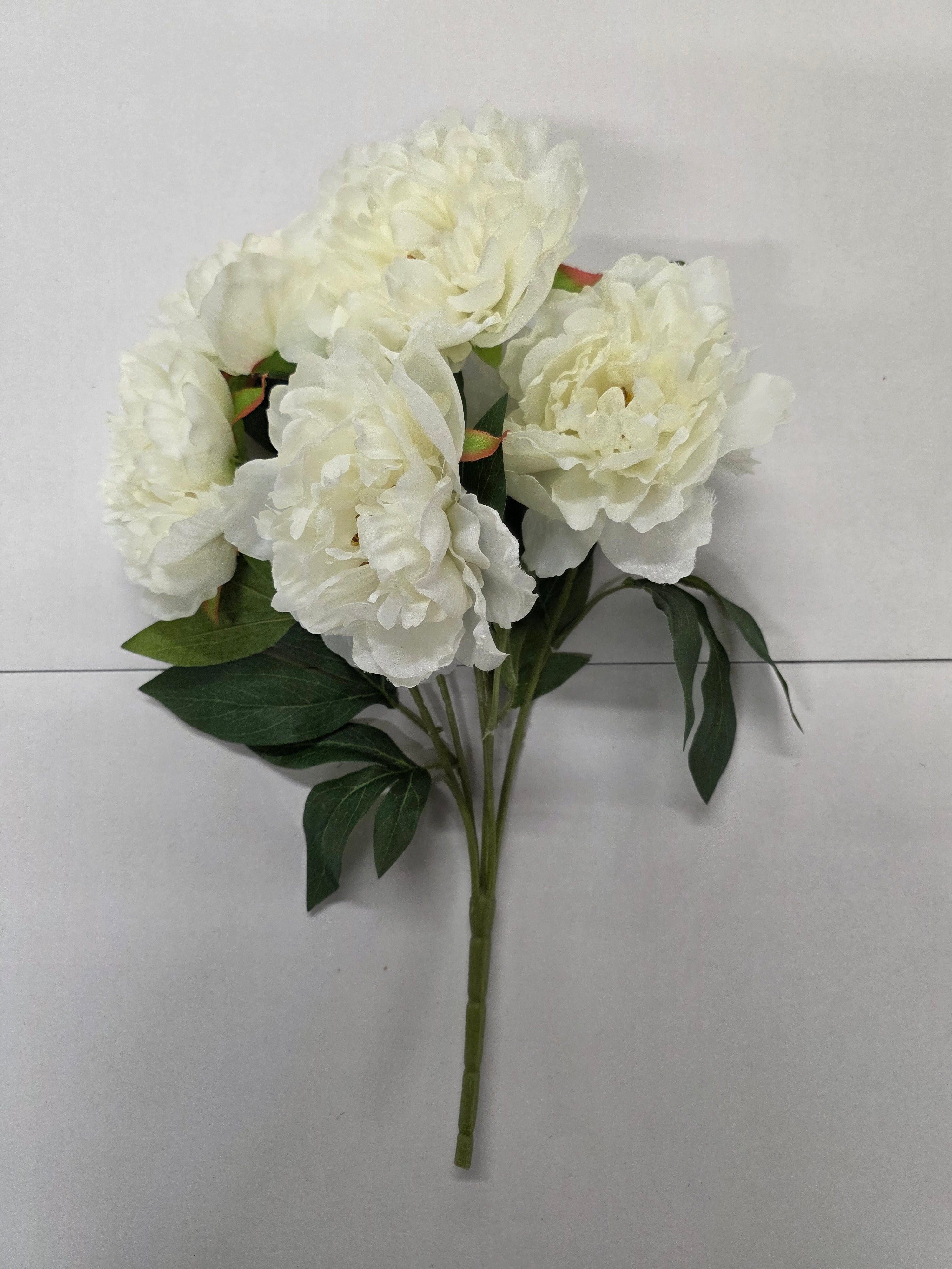 Artificial Peony Bush X5 White