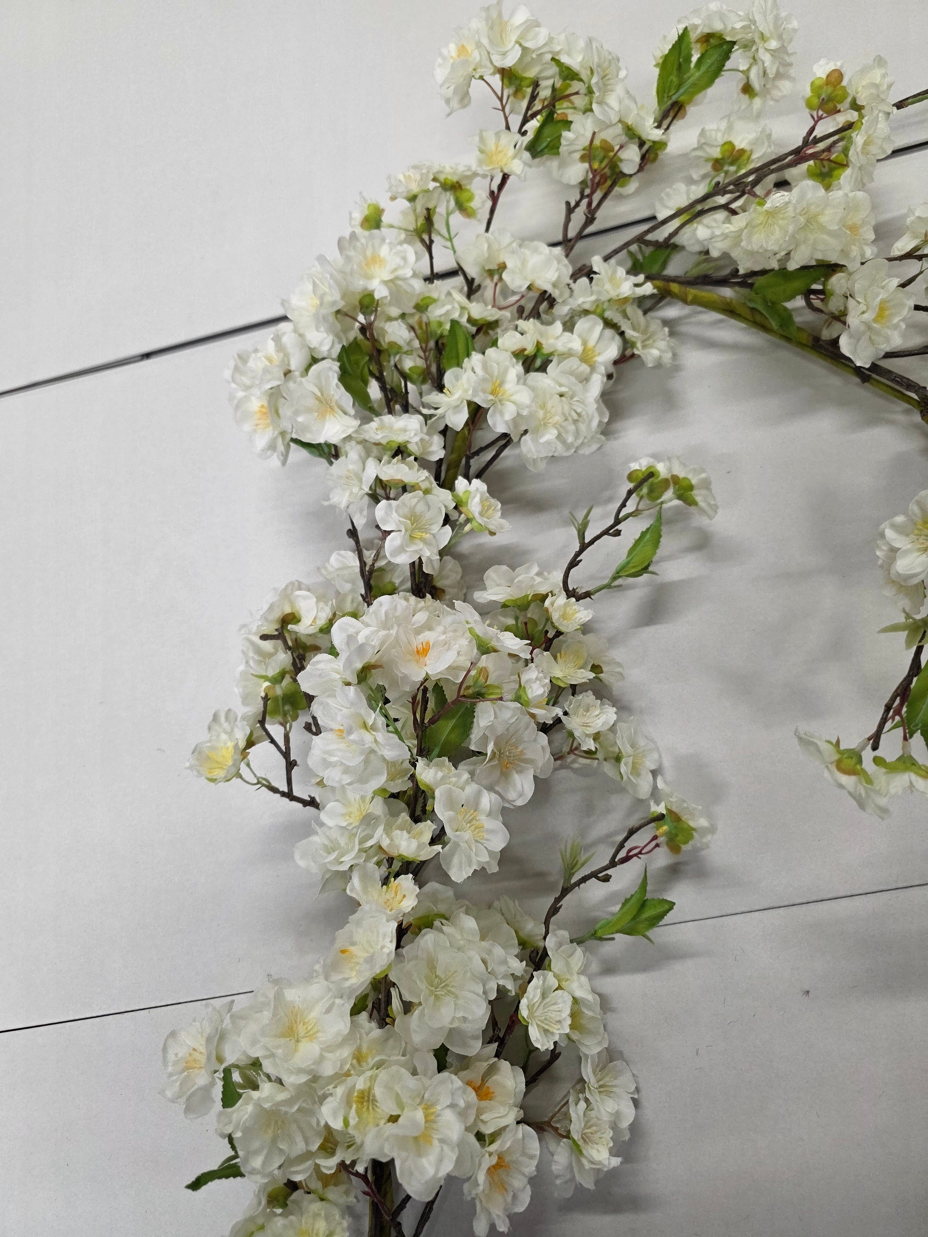 Artificial Garland Blossom White 120cm