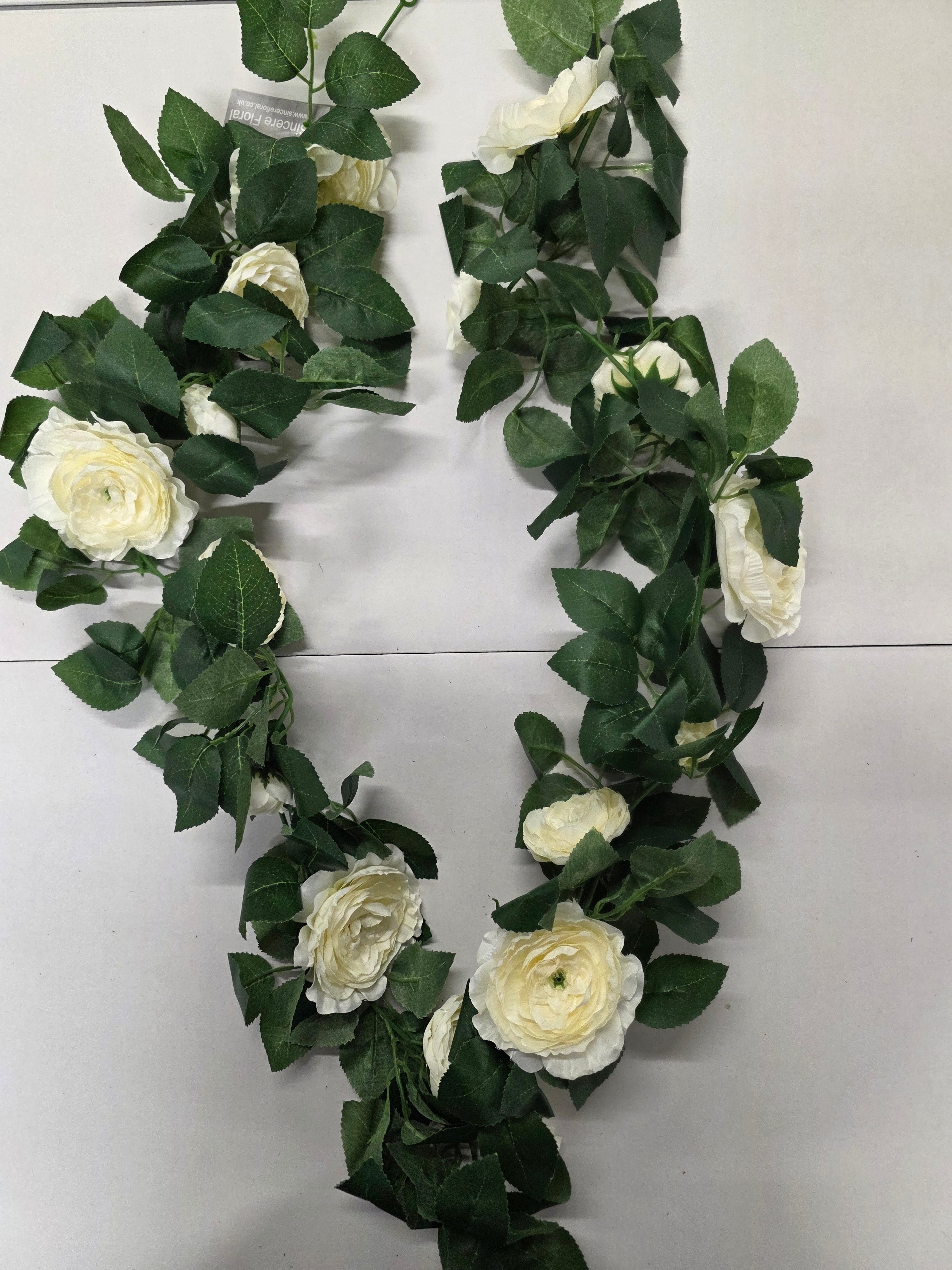Artificial Garland Camellia 180cm Cream