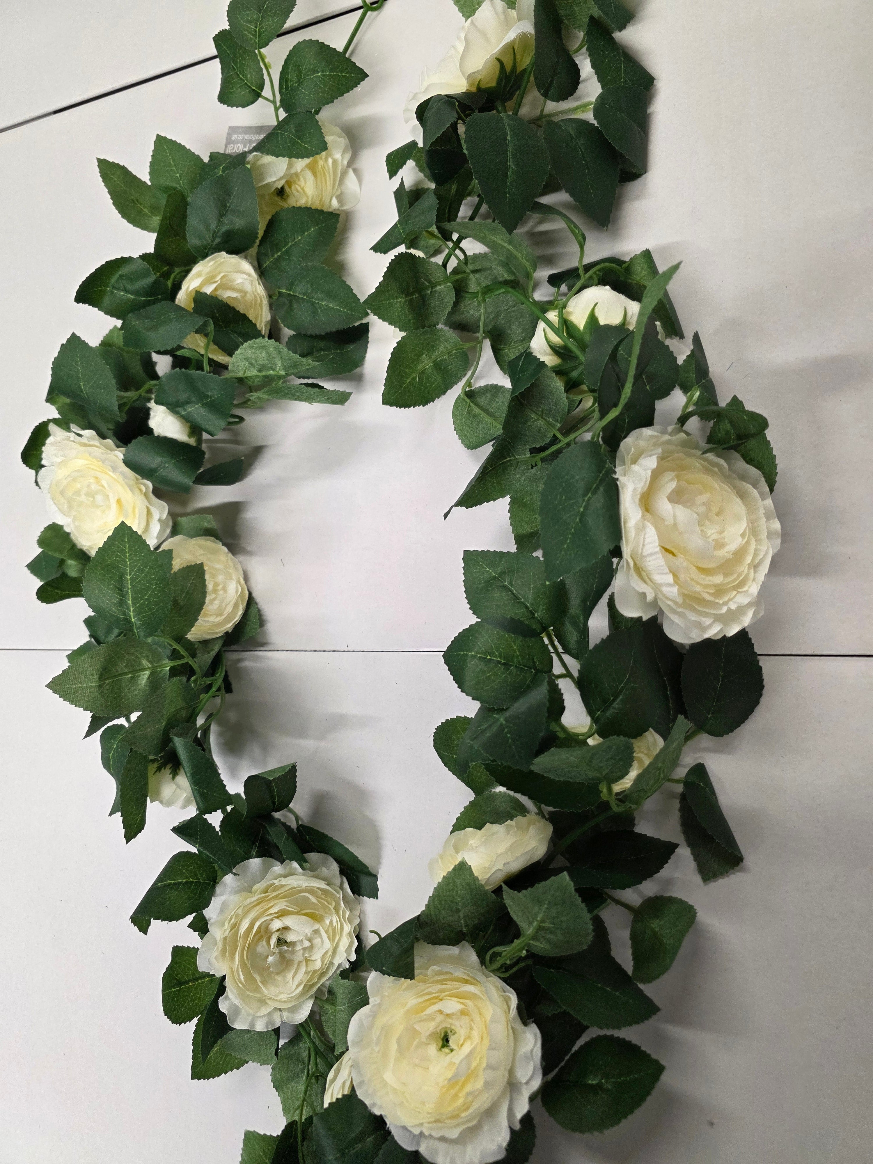 Artificial Garland Camellia 180cm Cream
