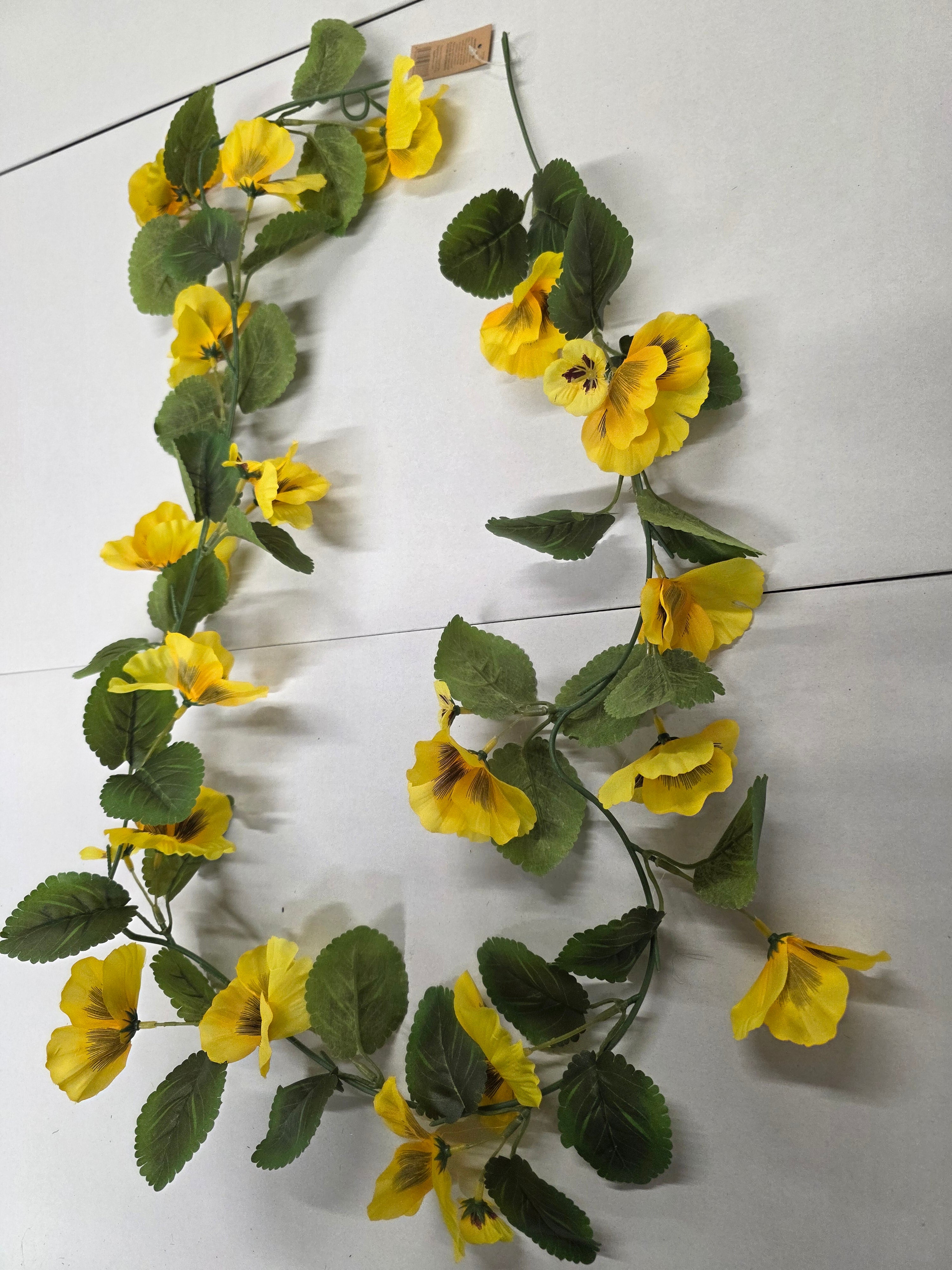 Artificial Garland Pansy Yellow 150cm (PACK OF 2)