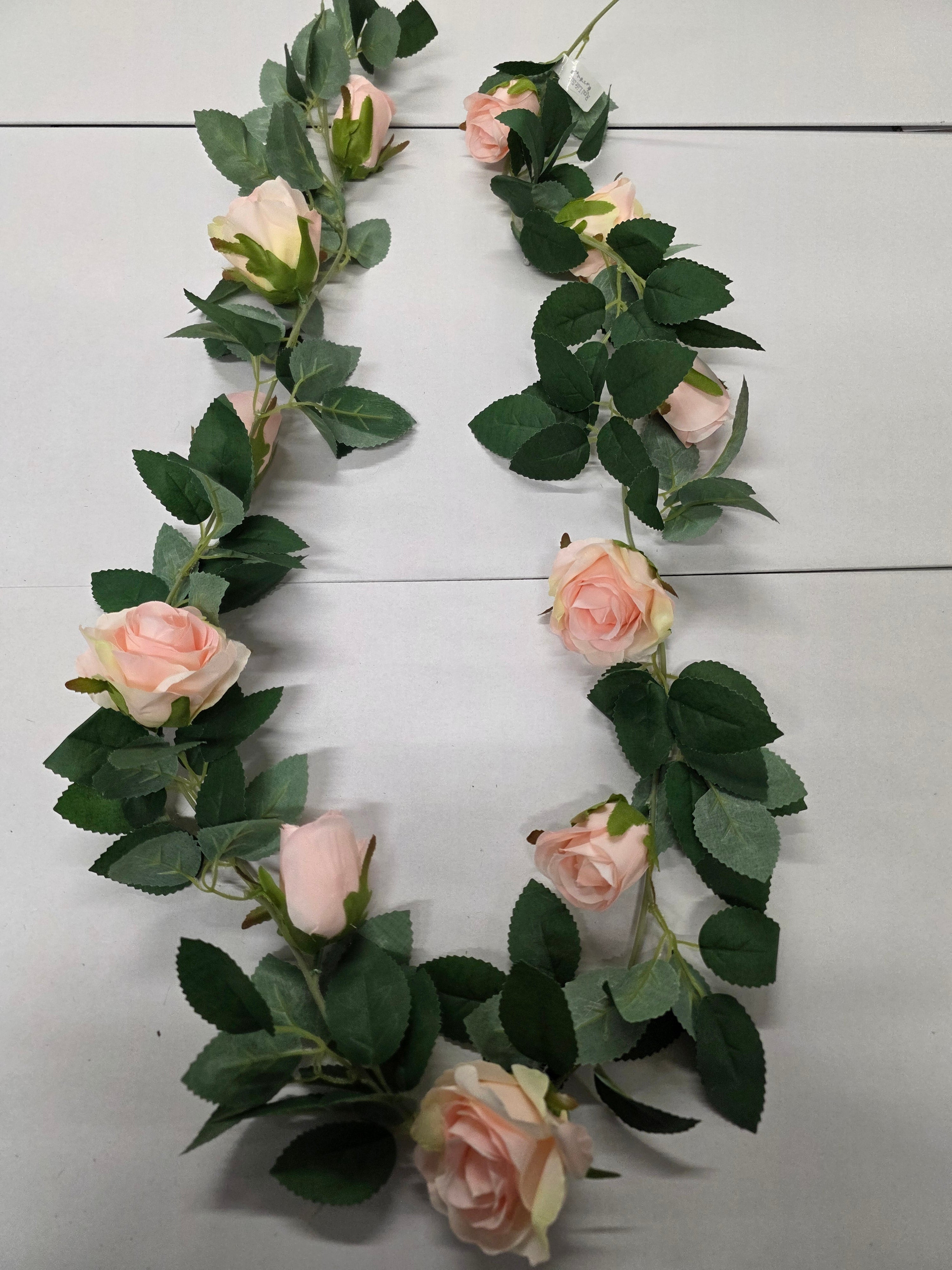 Artificial Garland Rose Light Pink 175cm