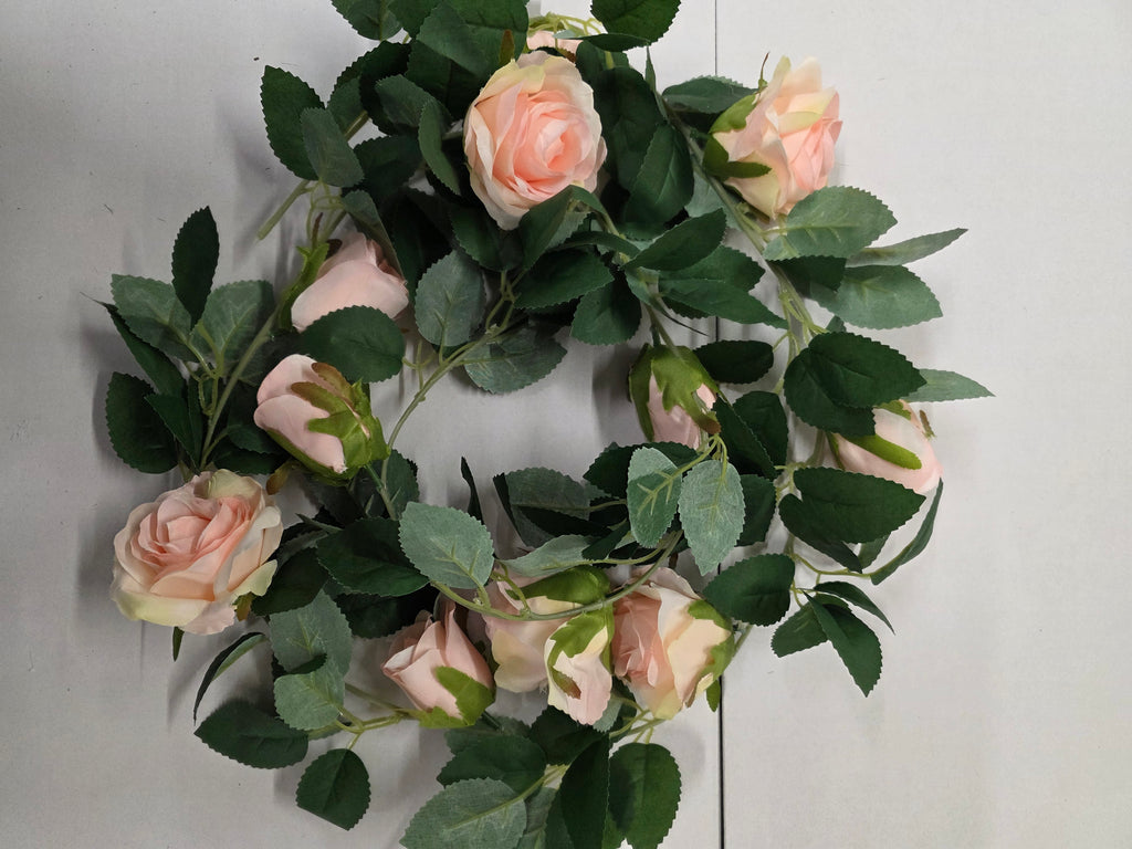 Artificial Garland Rose Light Pink 175cm