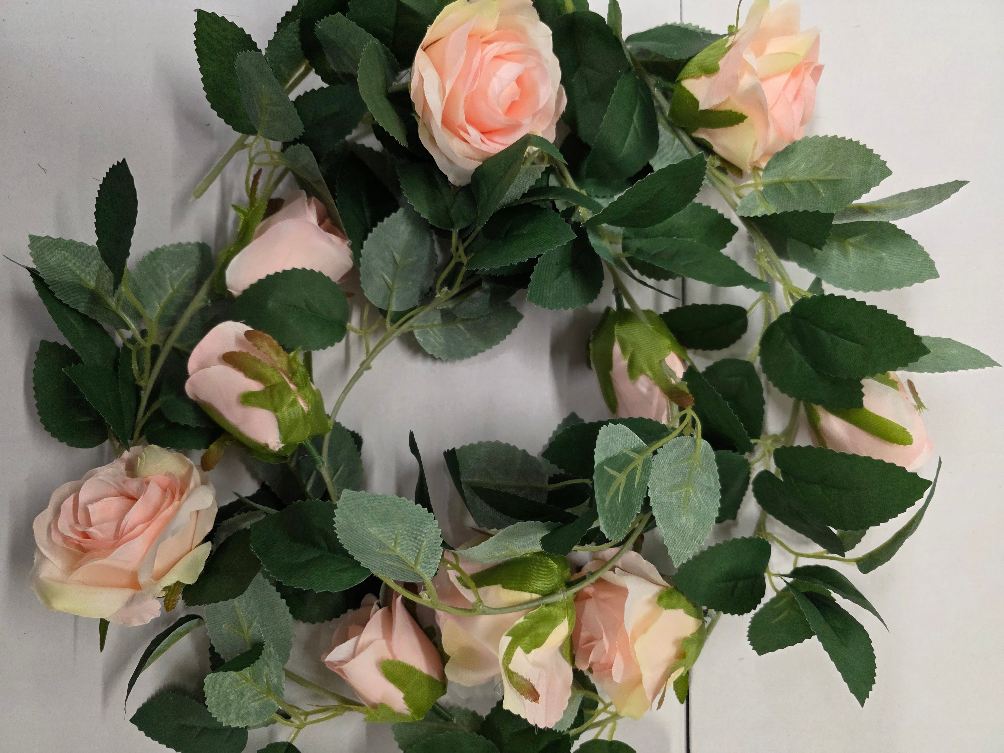 Artificial Garland Rose Light Pink 175cm