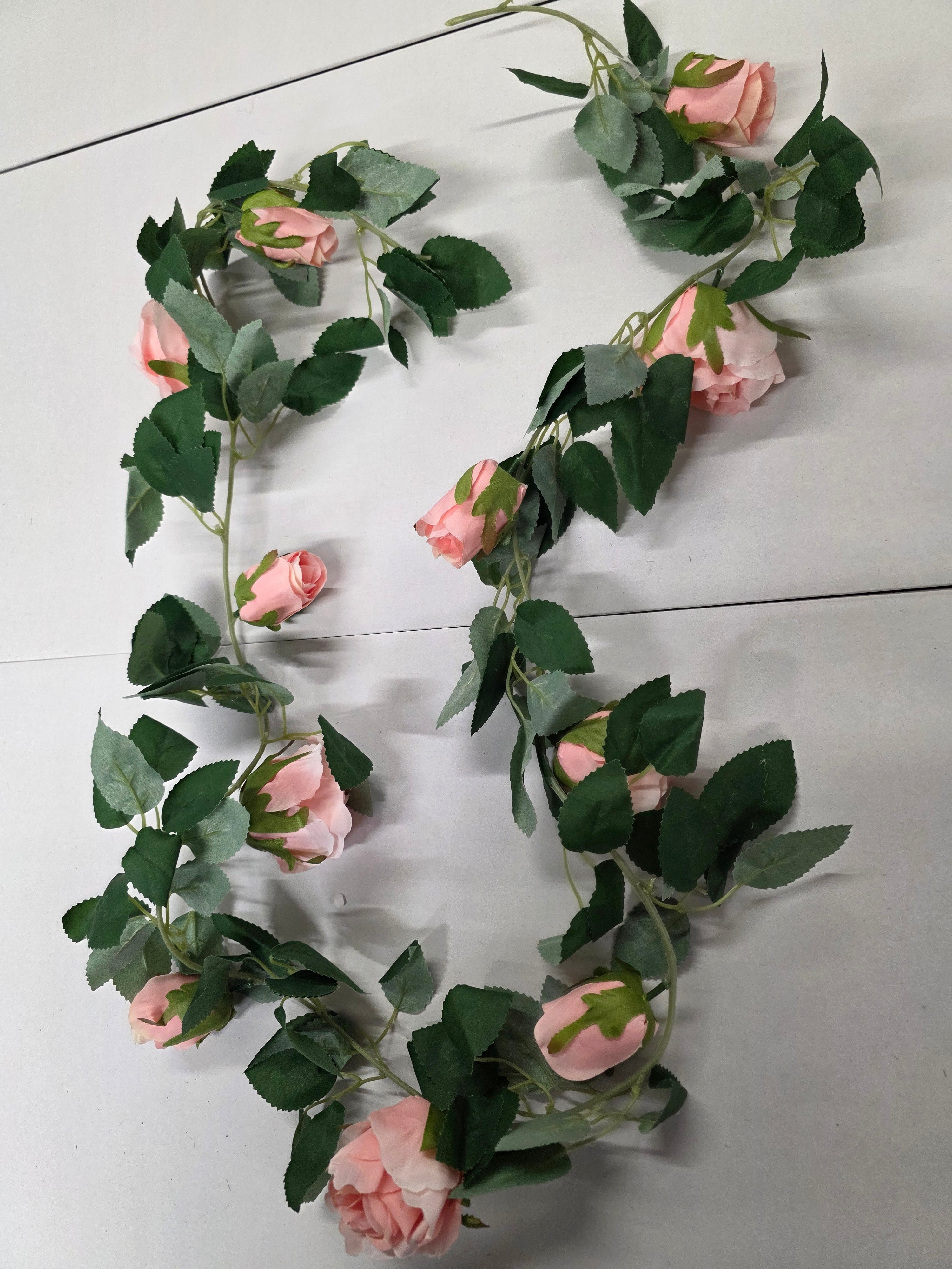 Artificial Garland Rose Pink 175cm