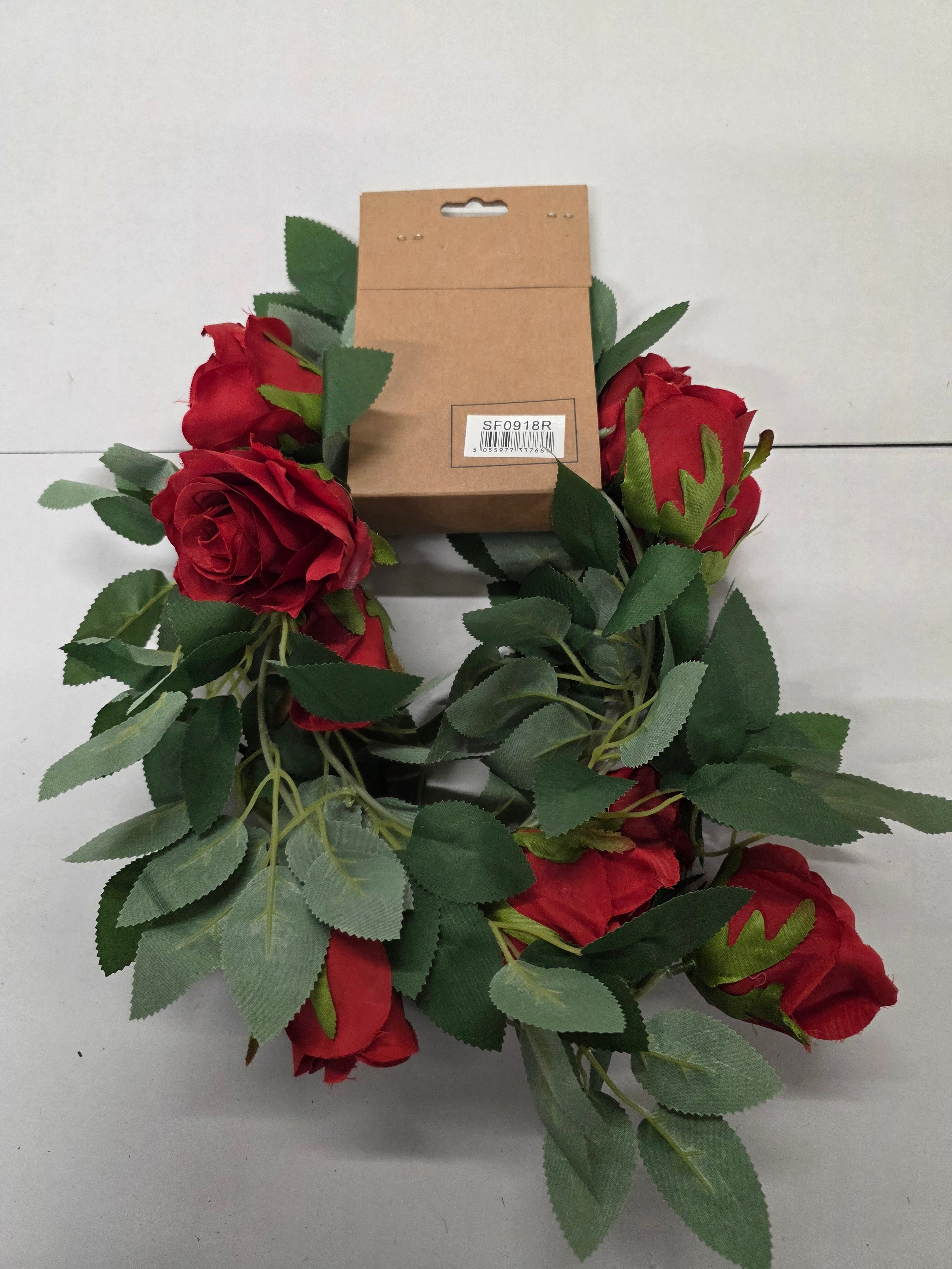 Artificial Garland Rose Red 175cm