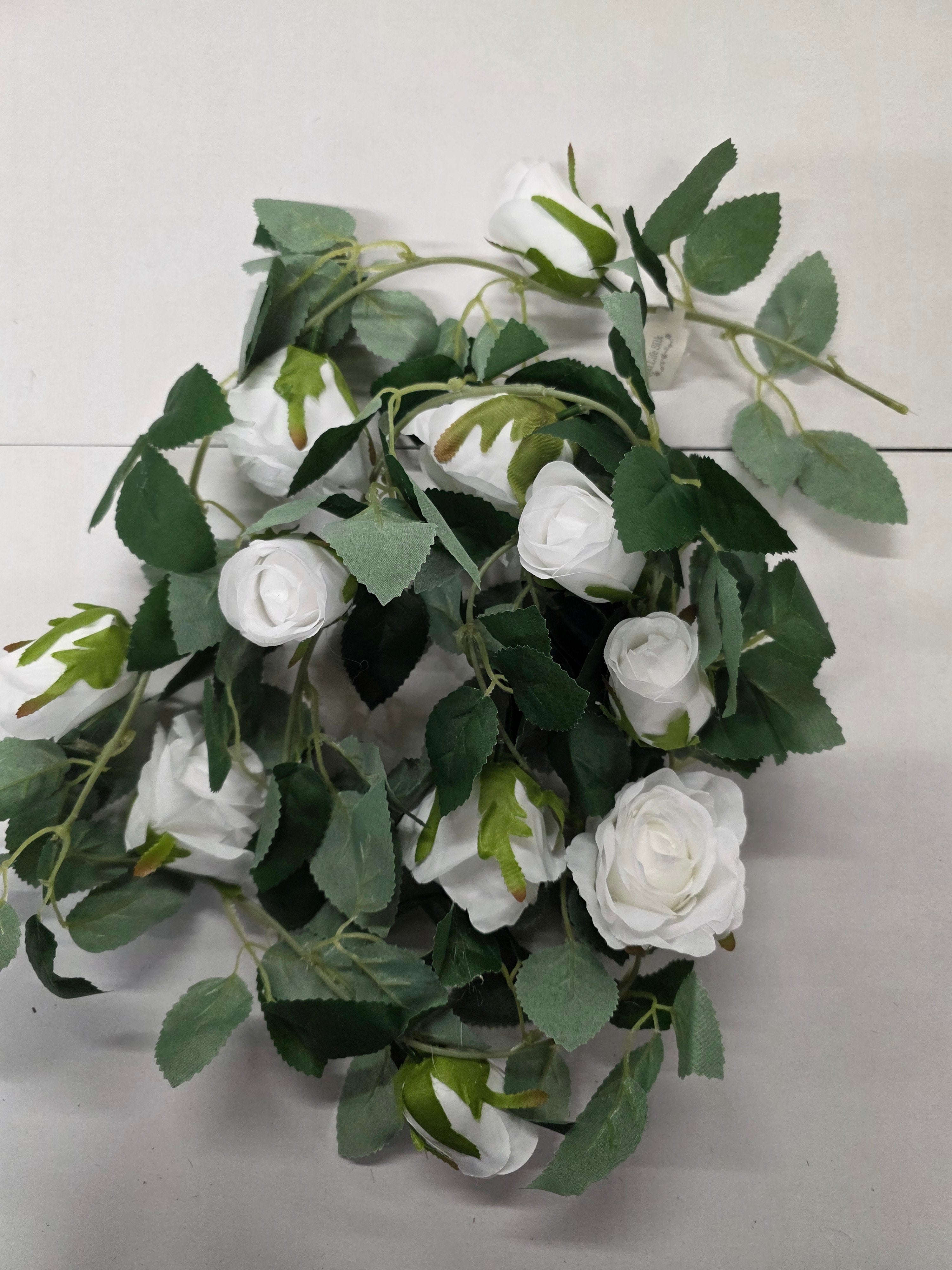 Artificial Garland Rose White 175cm