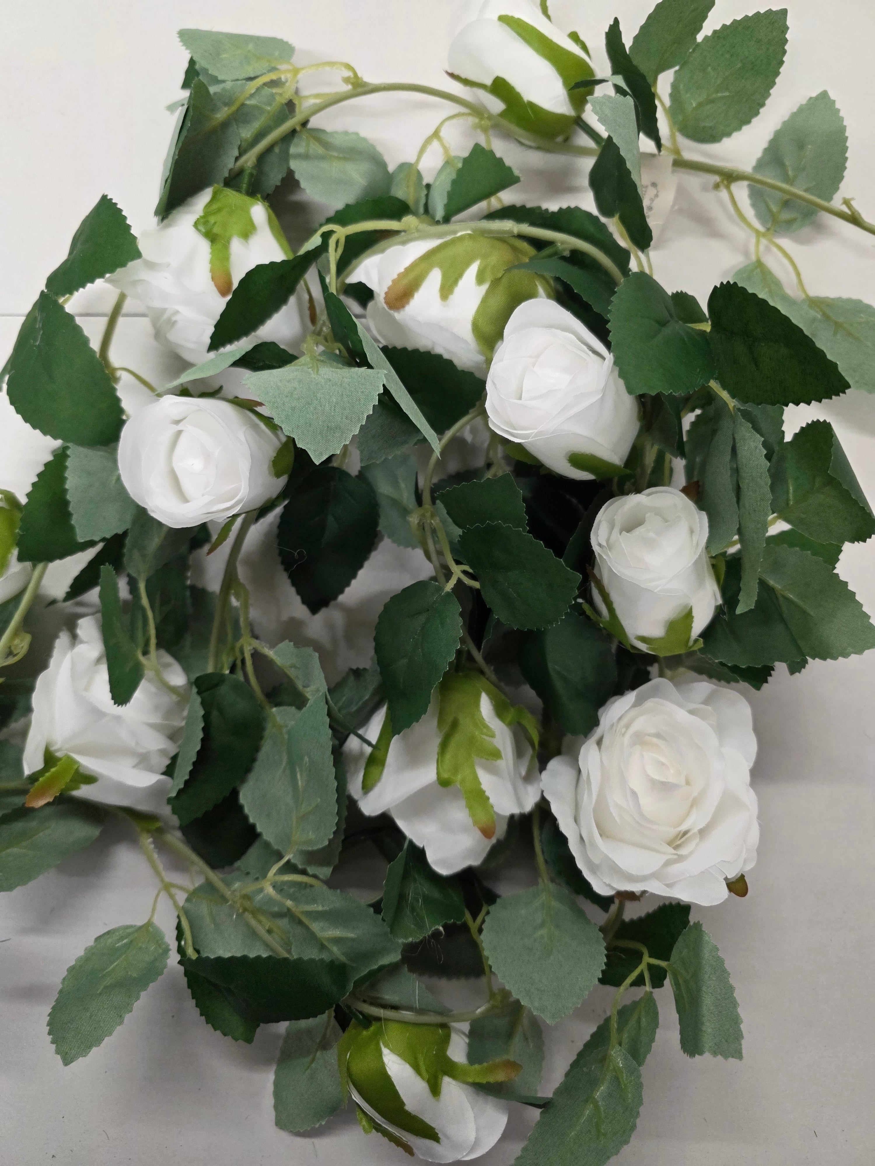 Artificial Garland Rose White 175cm