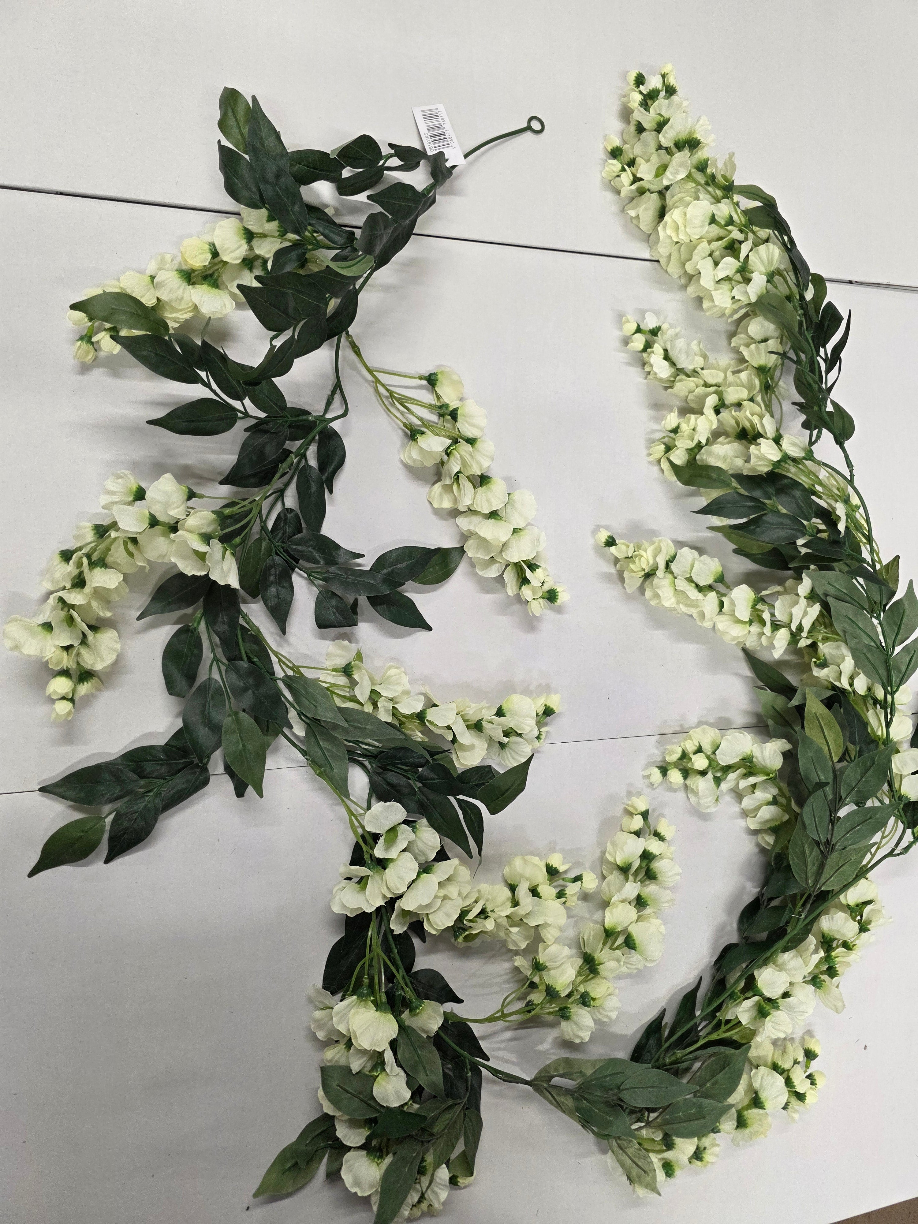 Artificial Garland Wisteria 180cm Cream
