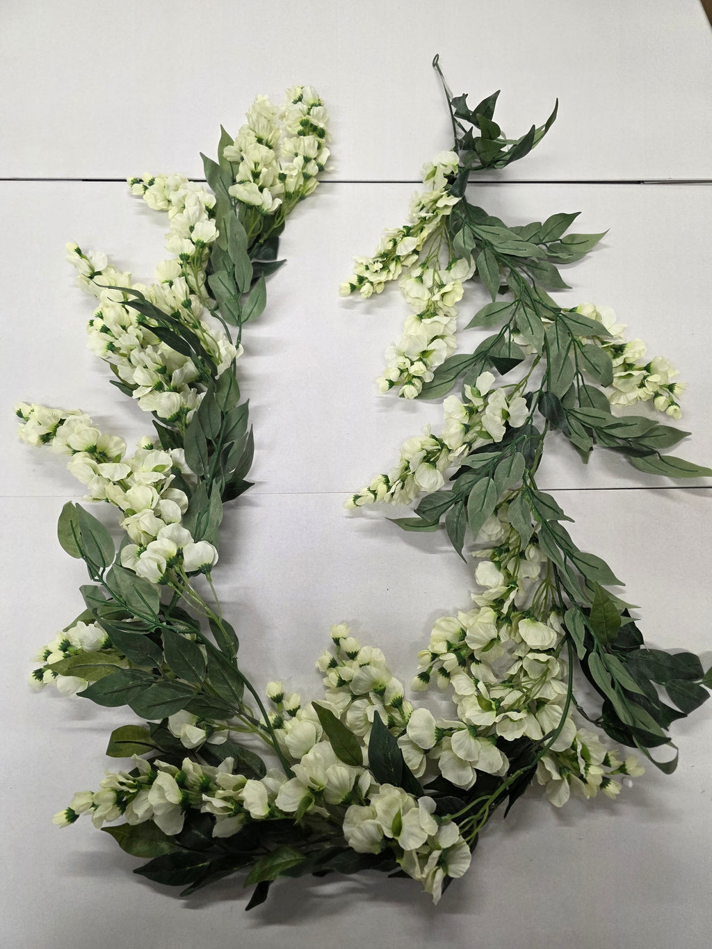 Artificial Garland Wisteria 180cm Cream