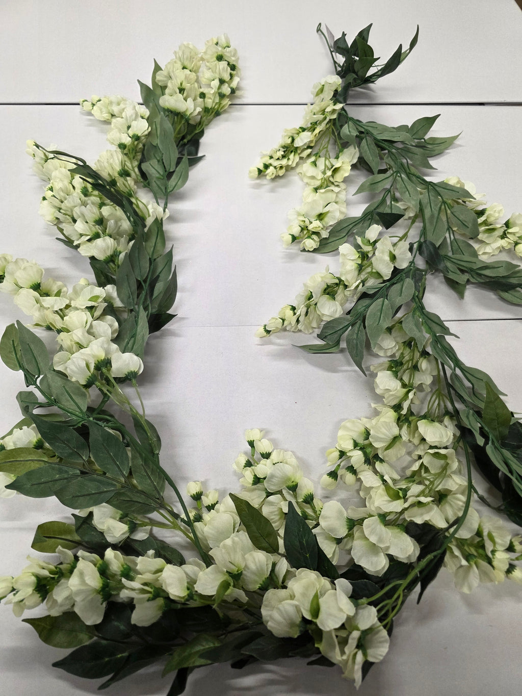 Artificial Garland Wisteria 180cm Cream