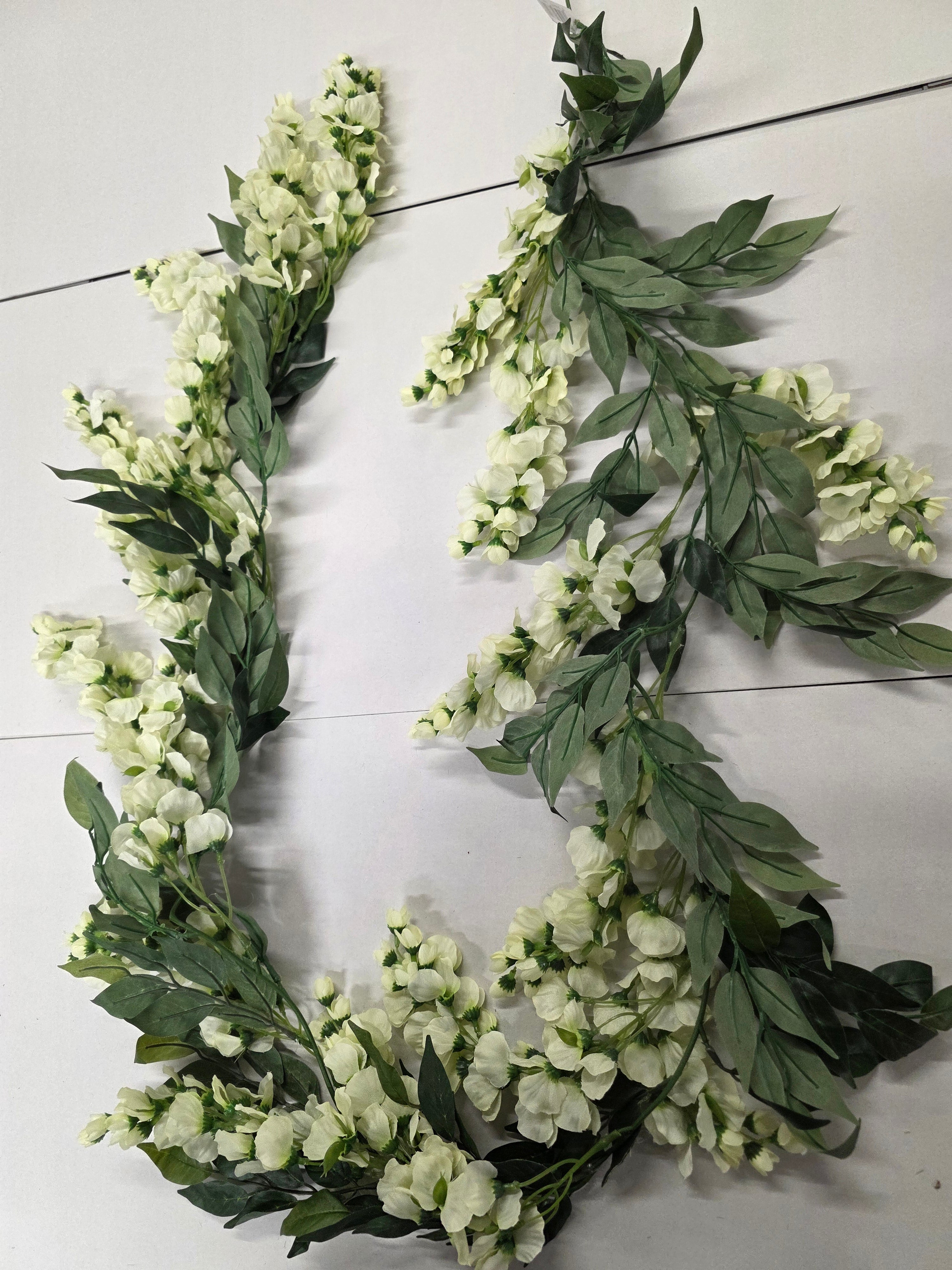 Artificial Garland Wisteria 180cm Cream
