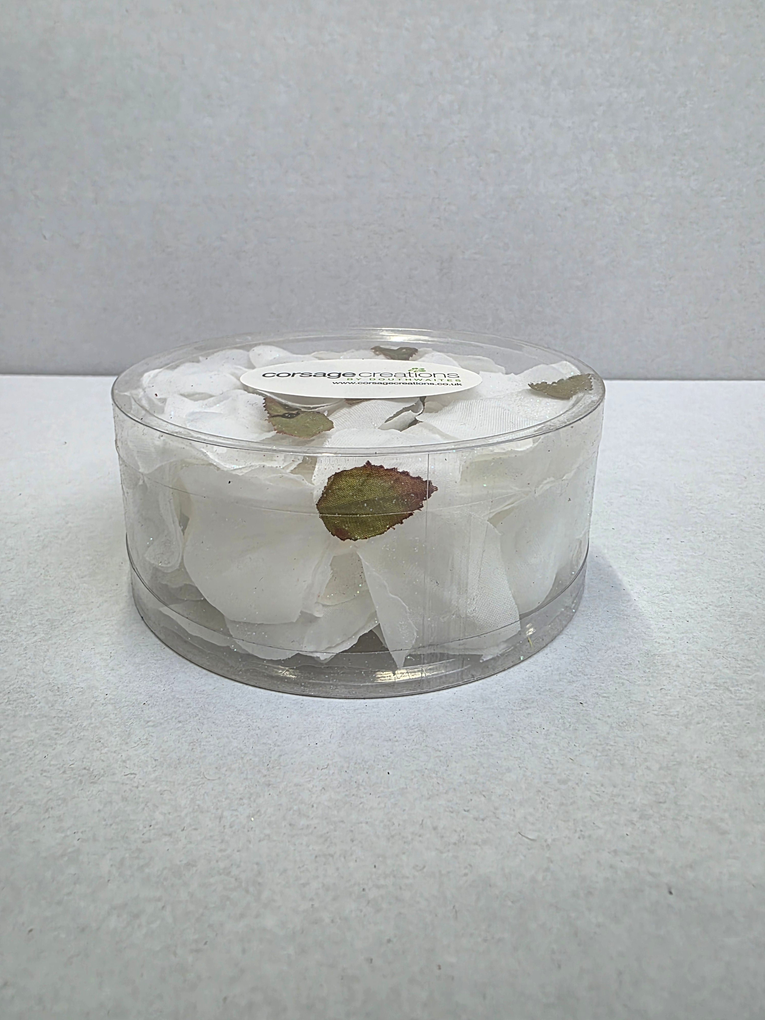 Artificial Rose Petals Glitter White Box