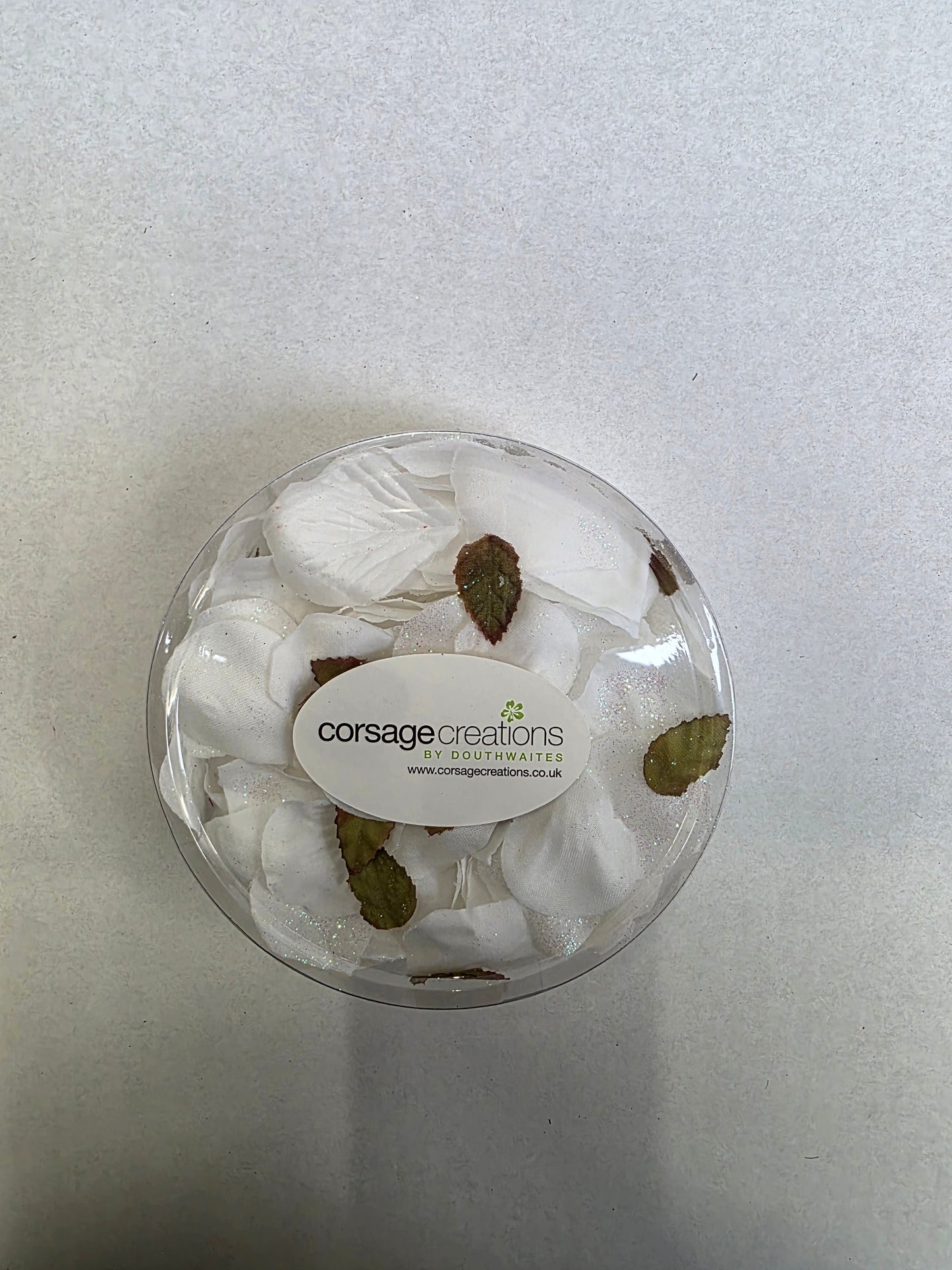 Artificial Rose Petals Glitter White Box