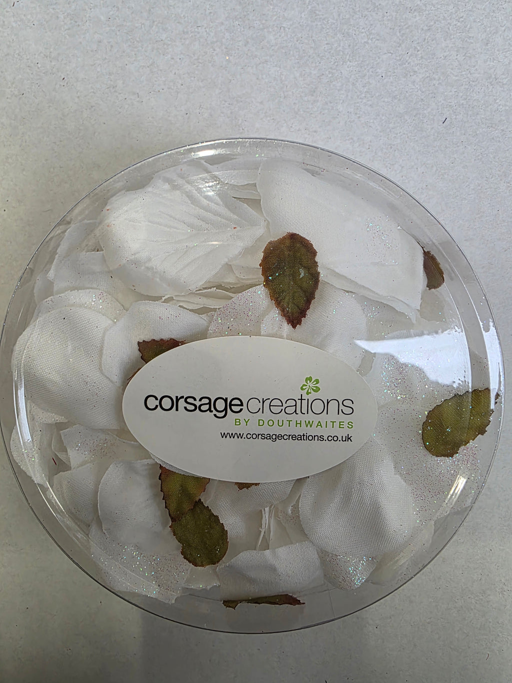 Artificial Rose Petals Glitter White Box
