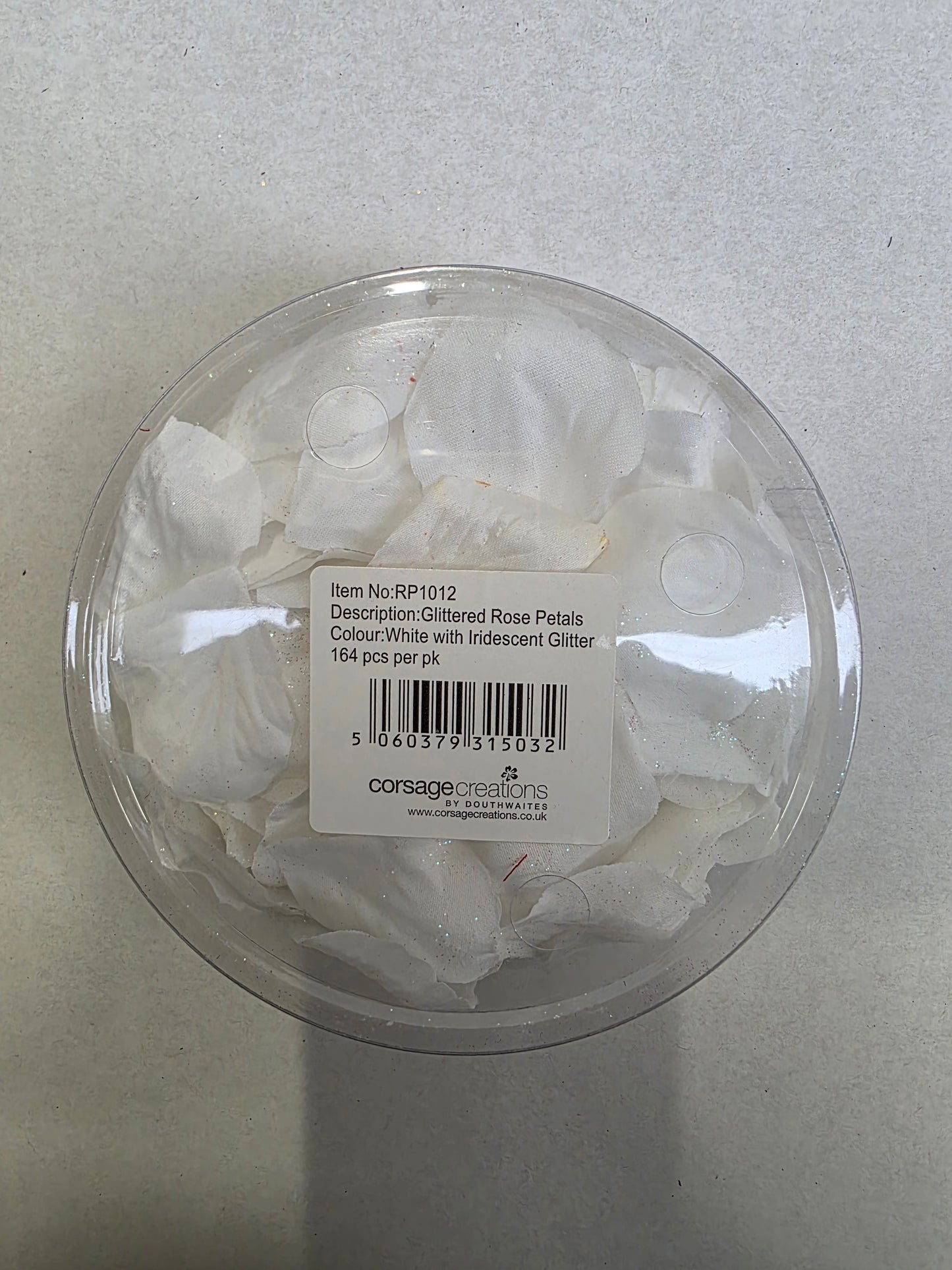 Artificial Rose Petals Glitter White Box