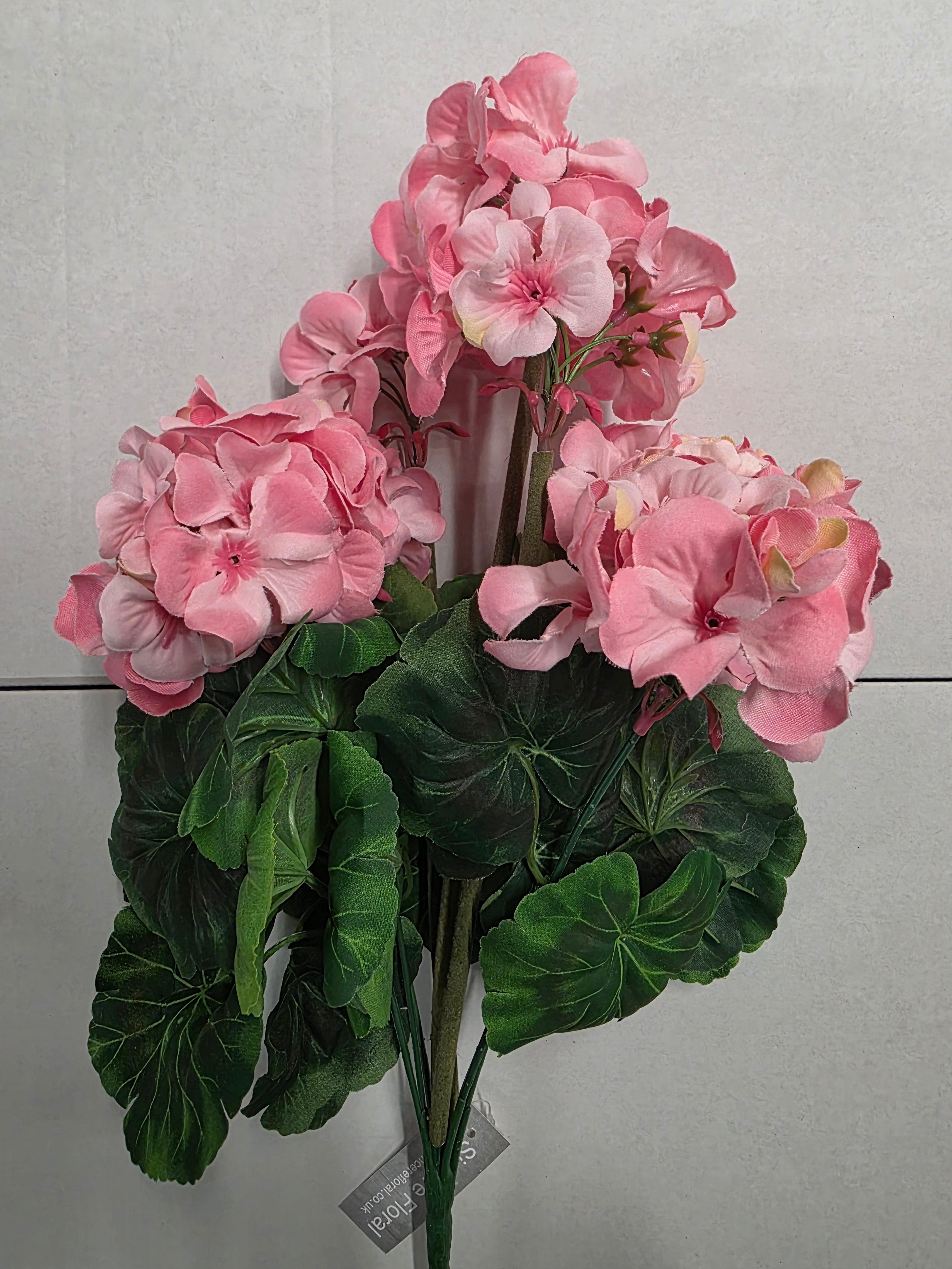 Artificial Geranium Bush Pink 47cm X9