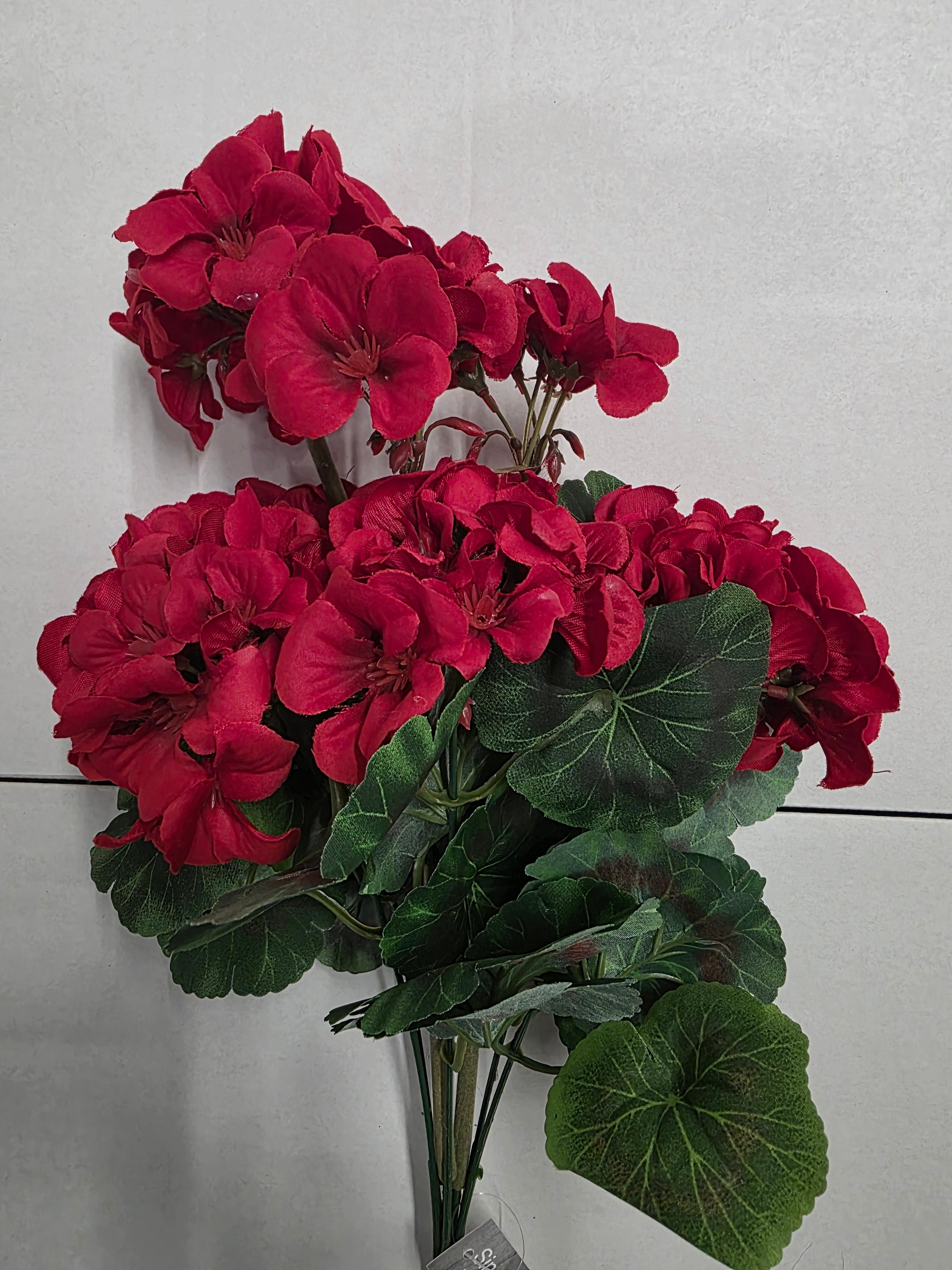 Artificial Geranium Bush Red 47cm
