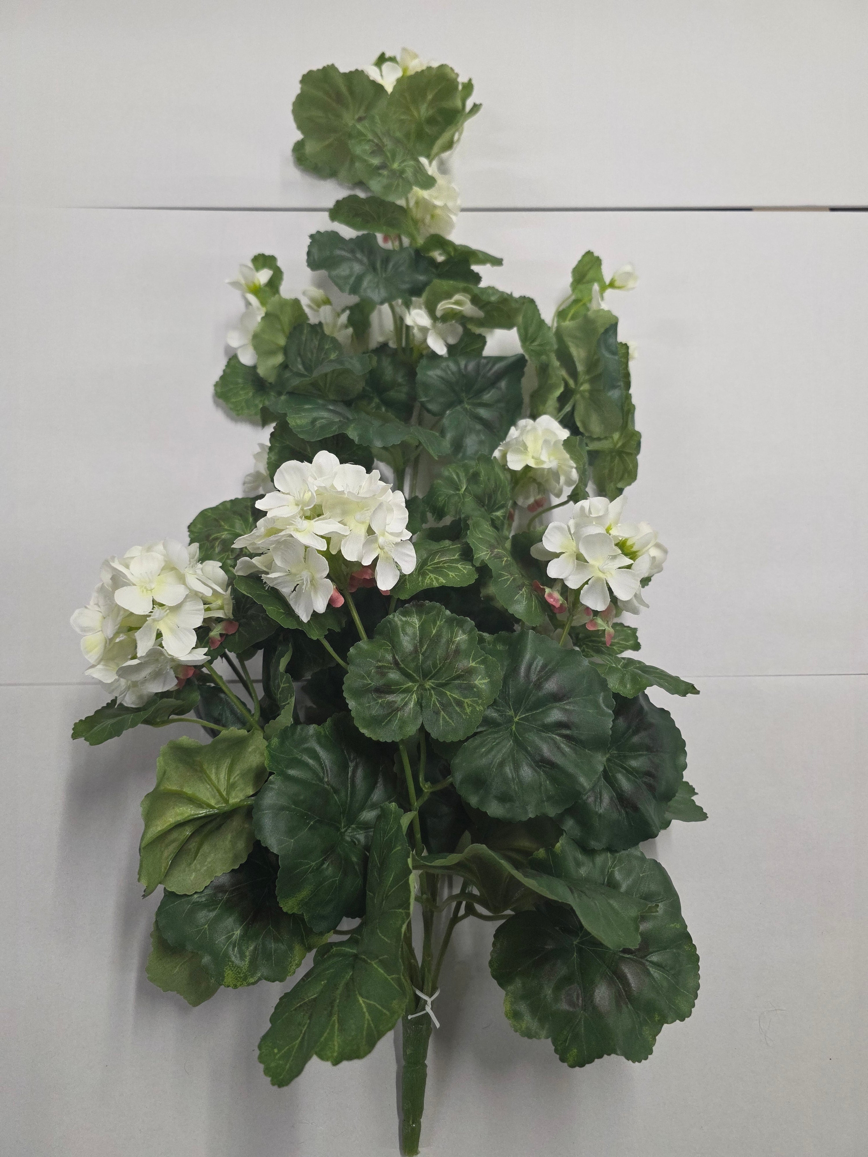 Artificial Geranium Hanging Bush White X 7 80cm