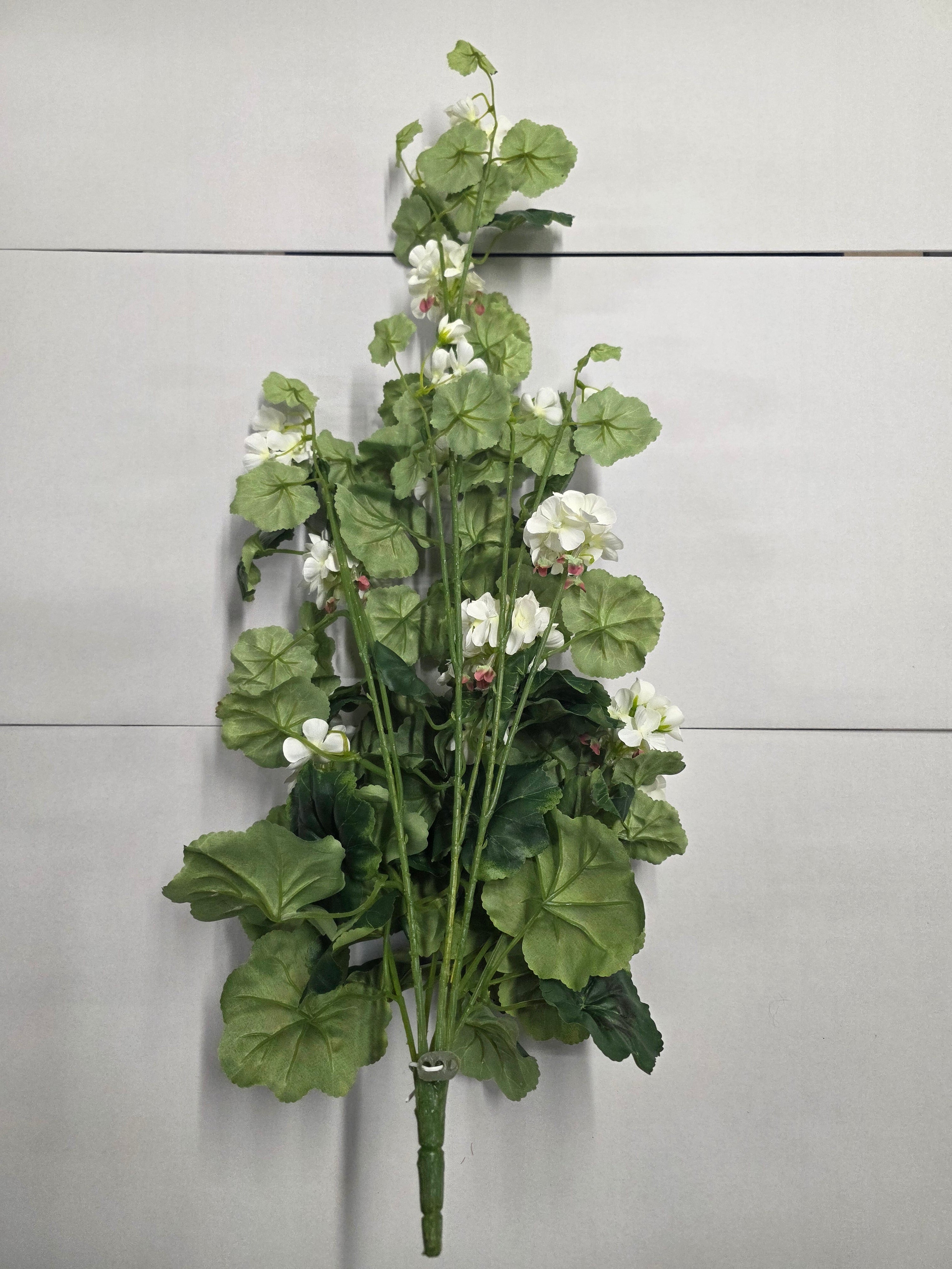 Artificial Geranium Hanging Bush White X 7 80cm