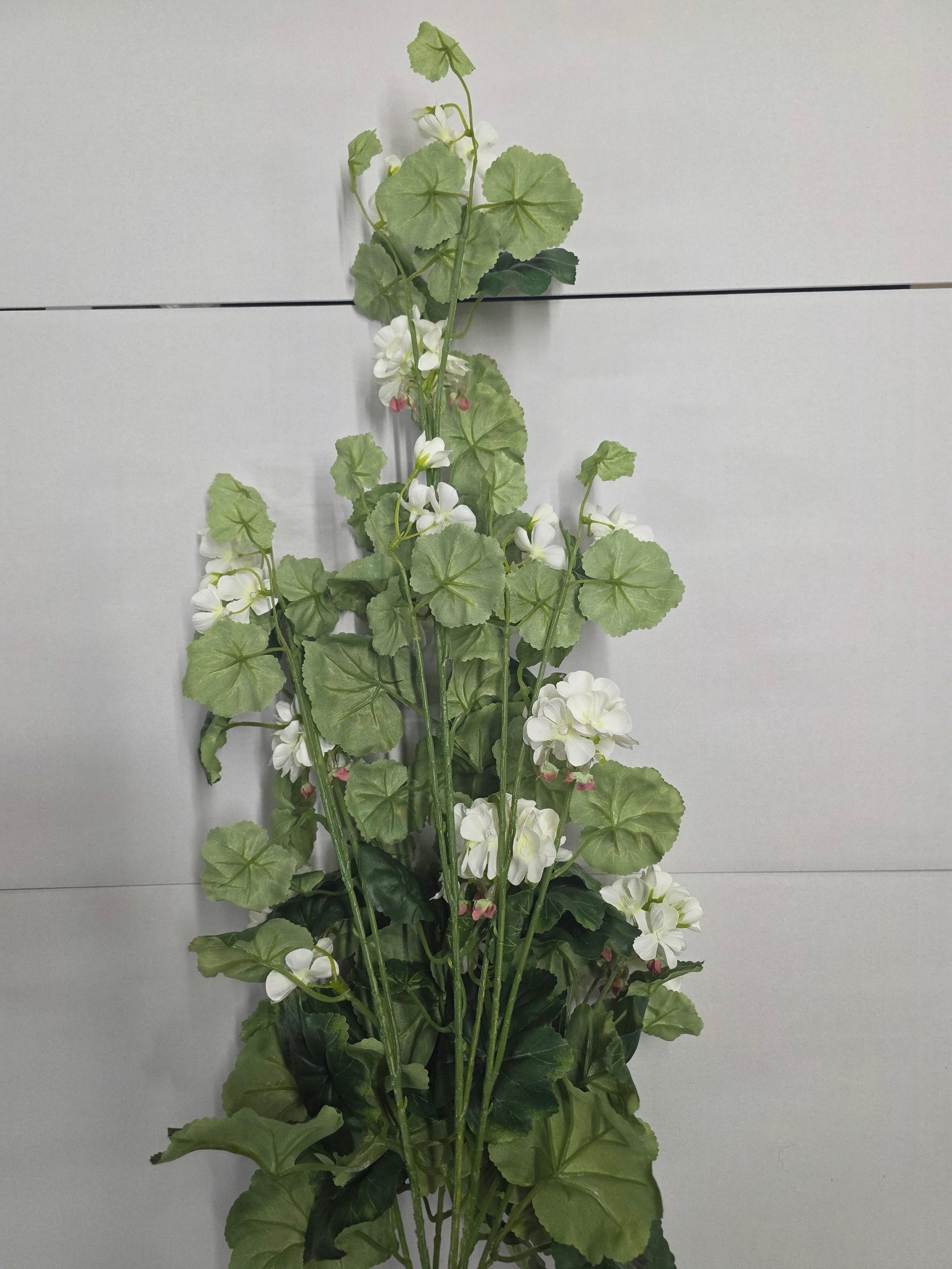 Artificial Geranium Hanging Bush White X 7 80cm