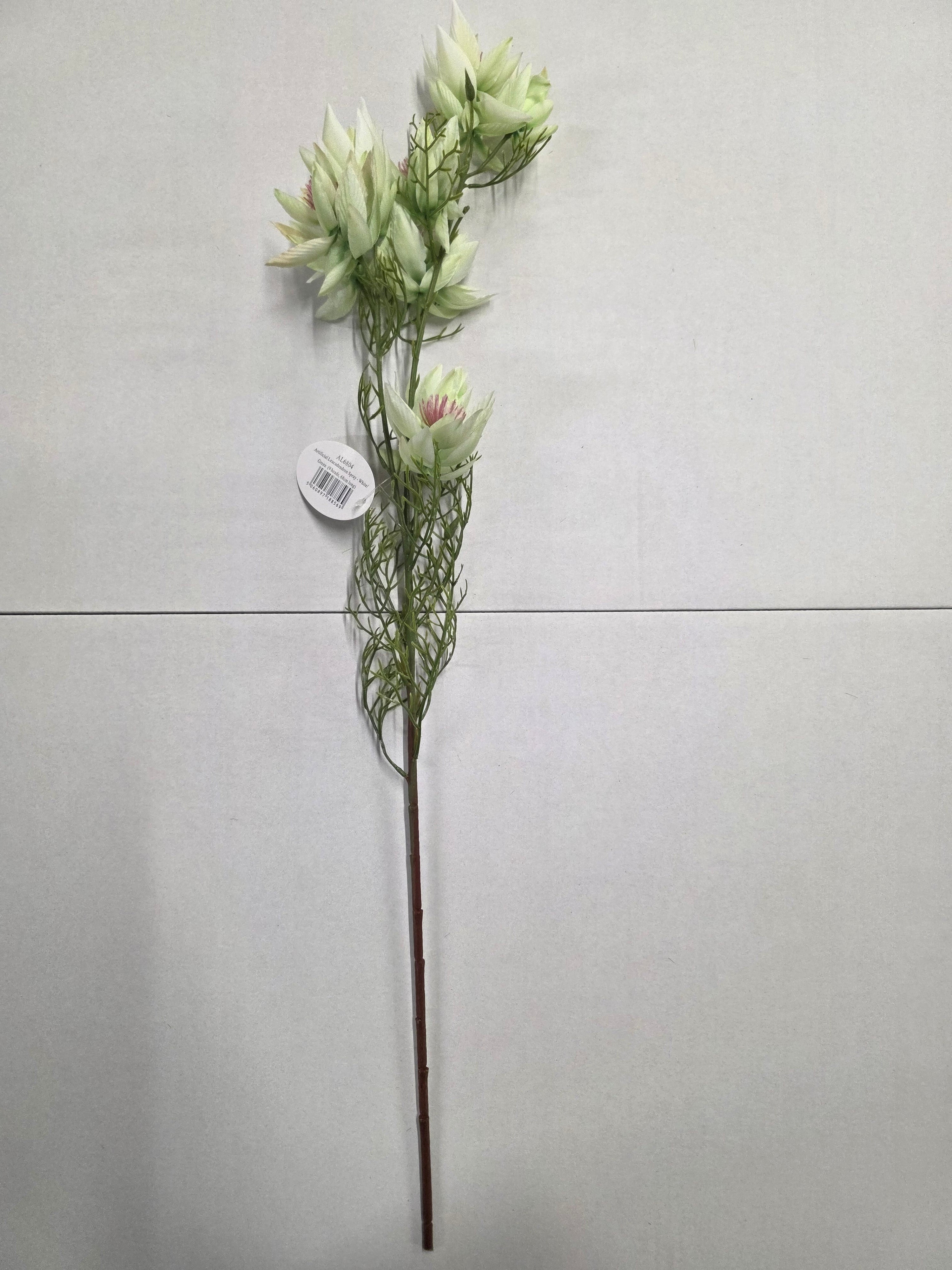 Artificial Leucadendron Spray White Green 68cm (PACK OF 2)
