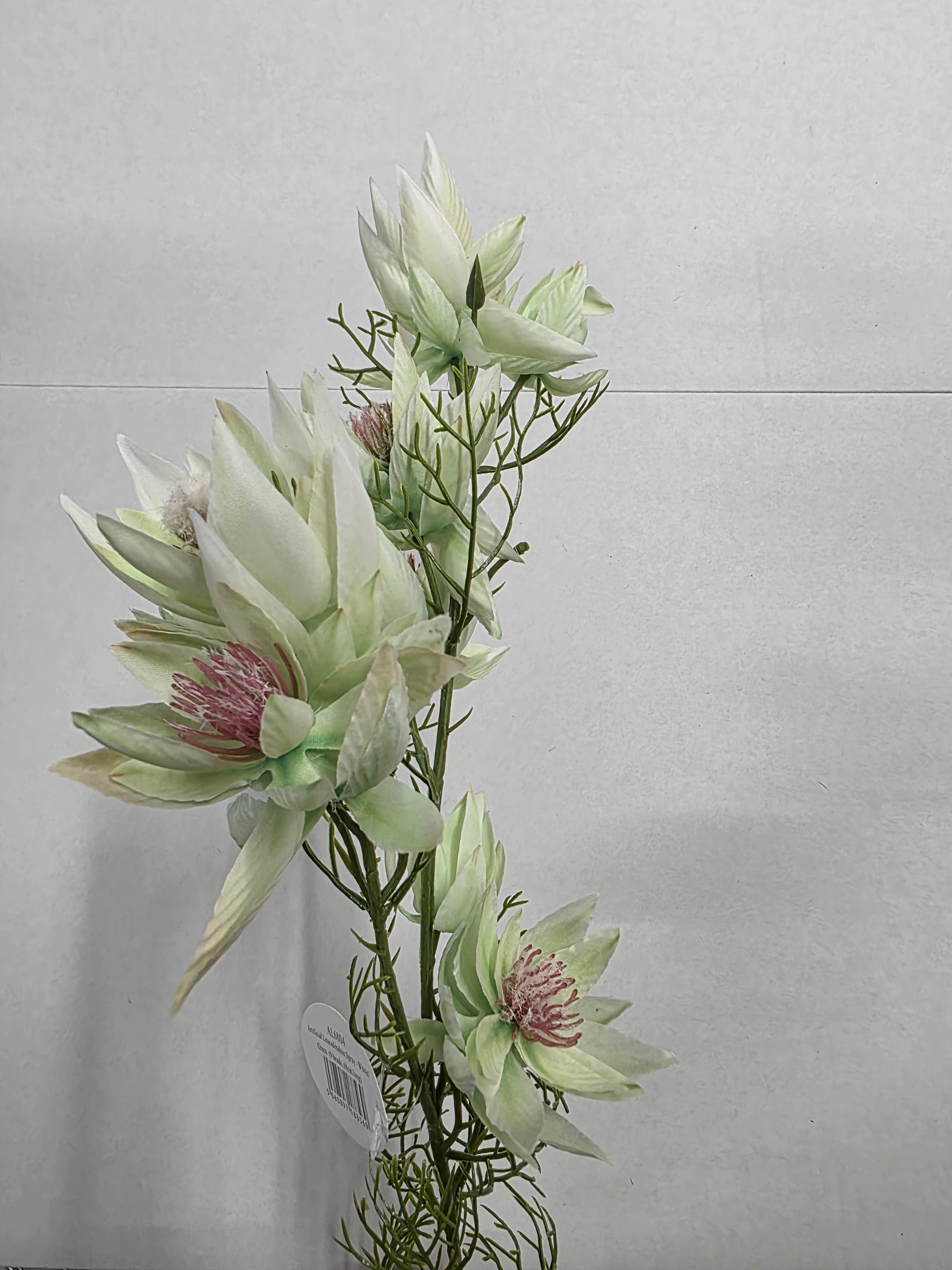Artificial Leucadendron Spray White Green 68cm (PACK OF 2)