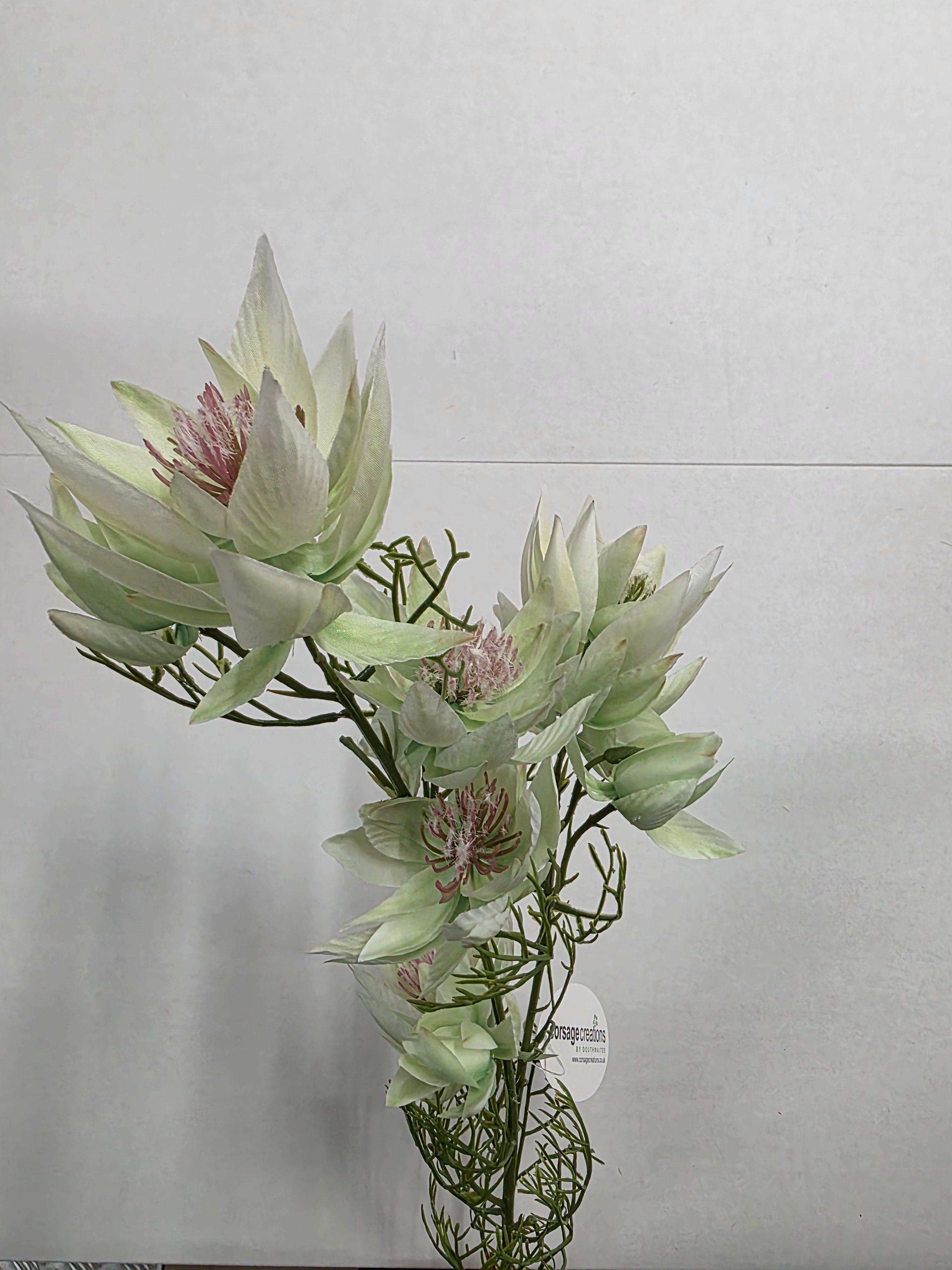 Artificial Leucadendron Spray White Green 68cm (PACK OF 2)