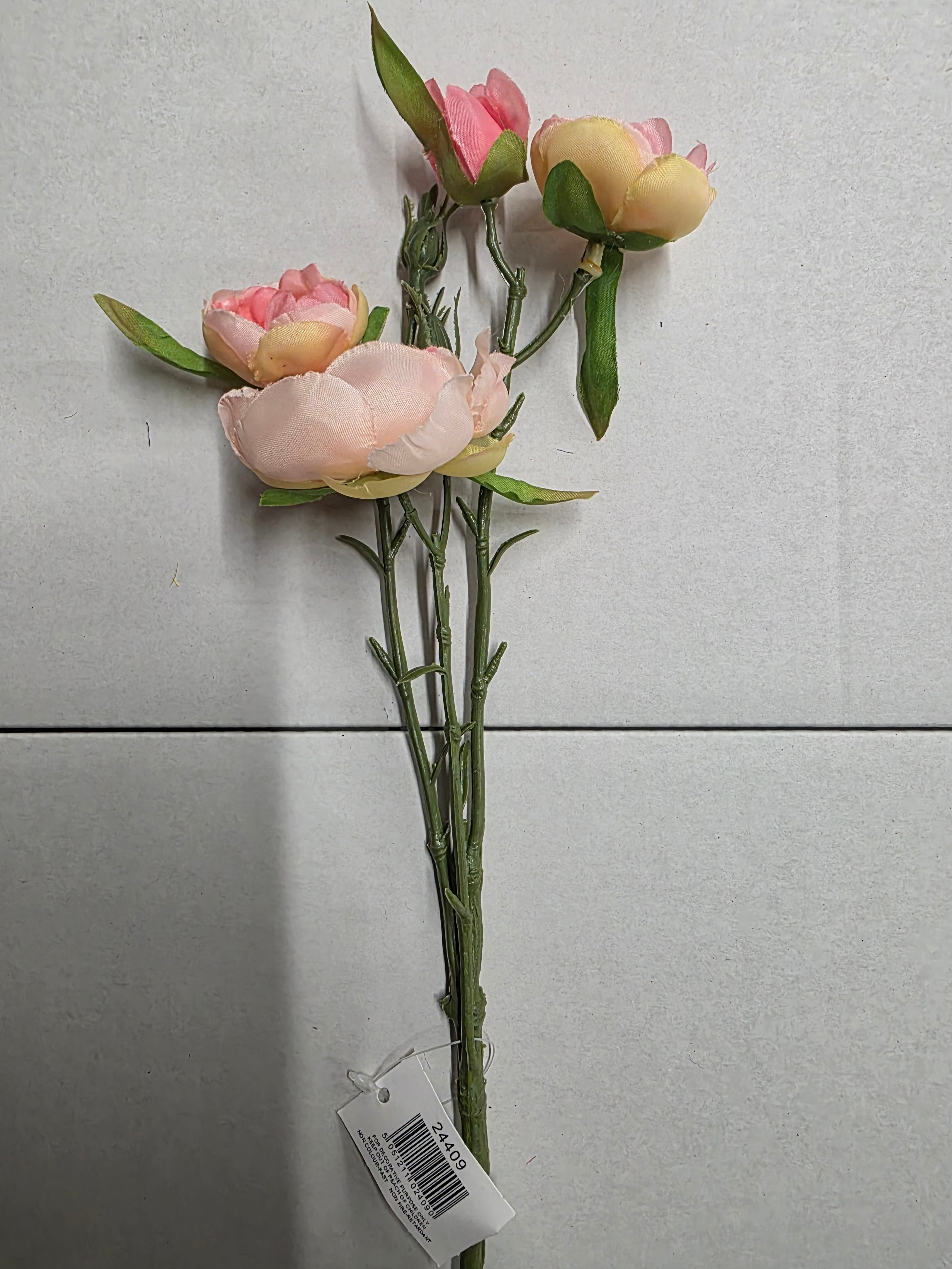 Artificial Lydia Ranunculus Spray Pale Pink (PACK OF 3)