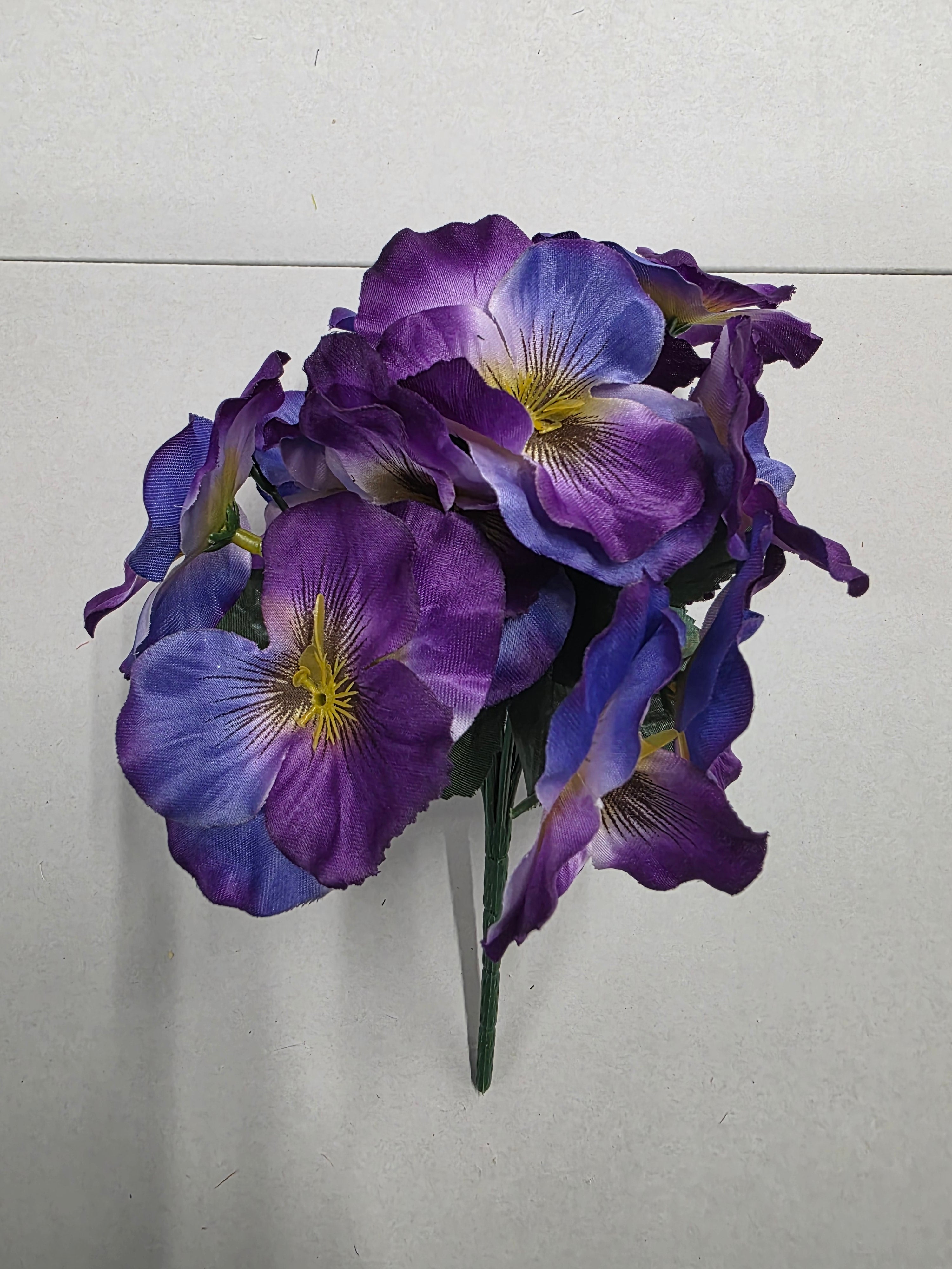 Artificial Pansy Vio Pur Cream 26cm (PACK OF 4)