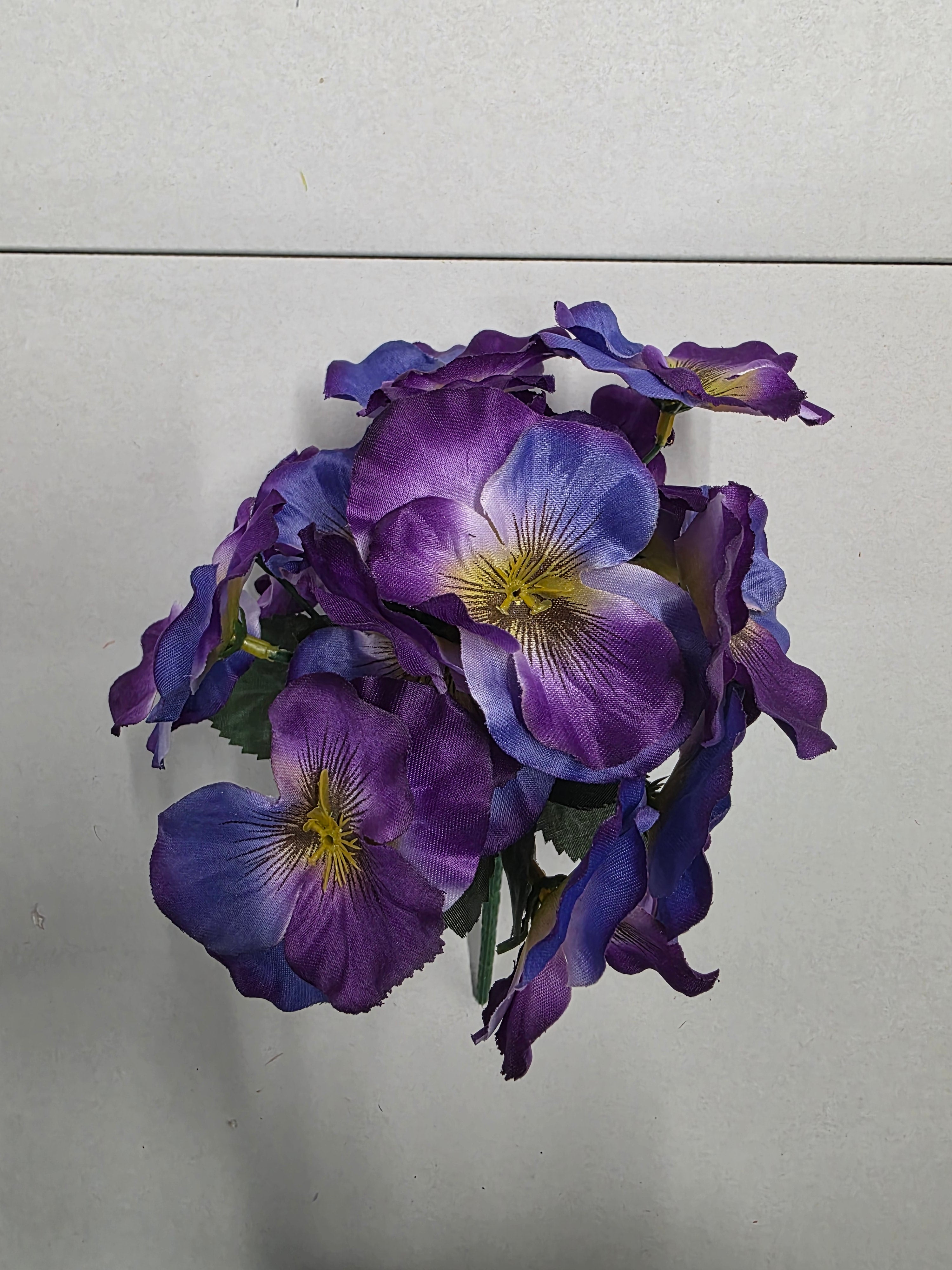 Artificial Pansy Vio Pur Cream 26cm (PACK OF 4)