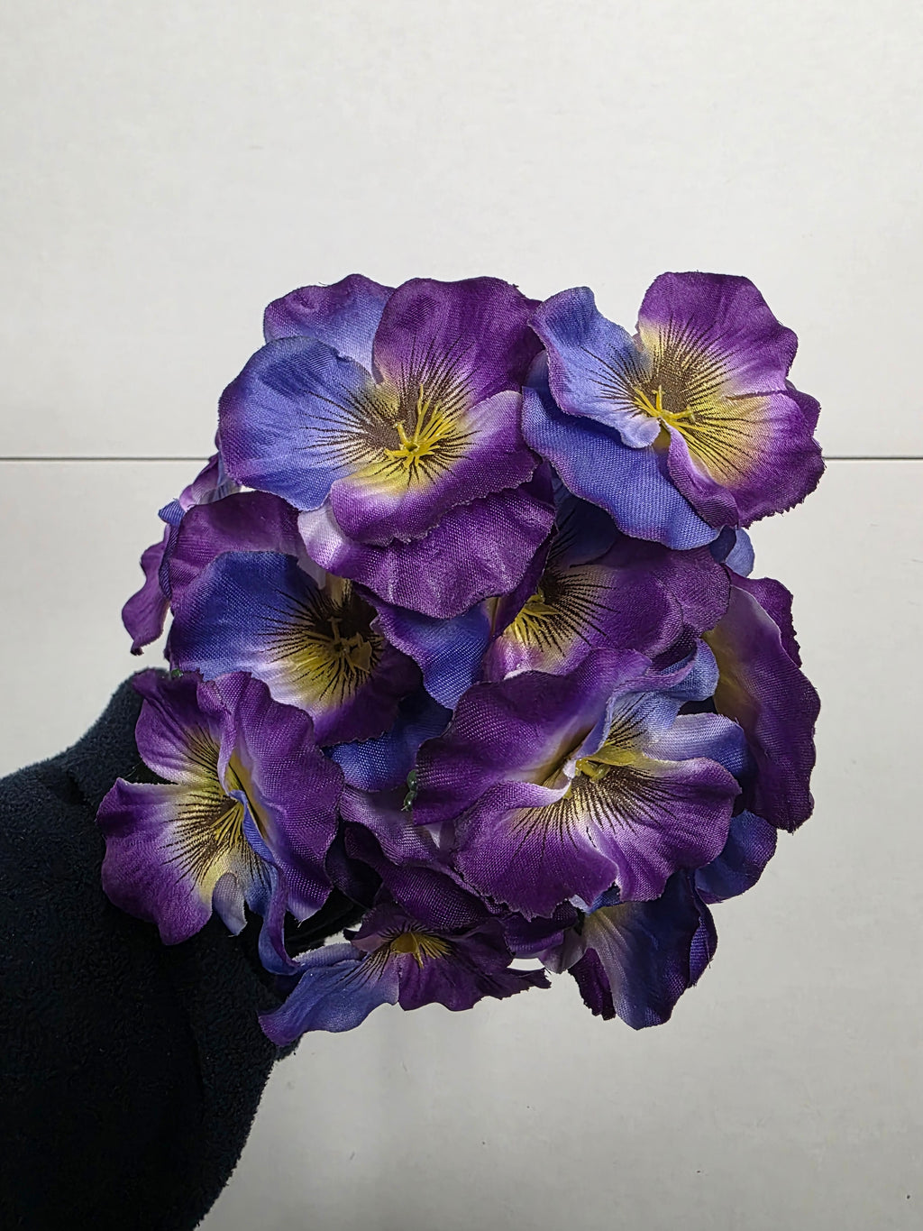 Artificial Pansy Vio Pur Cream 26cm (PACK OF 4)