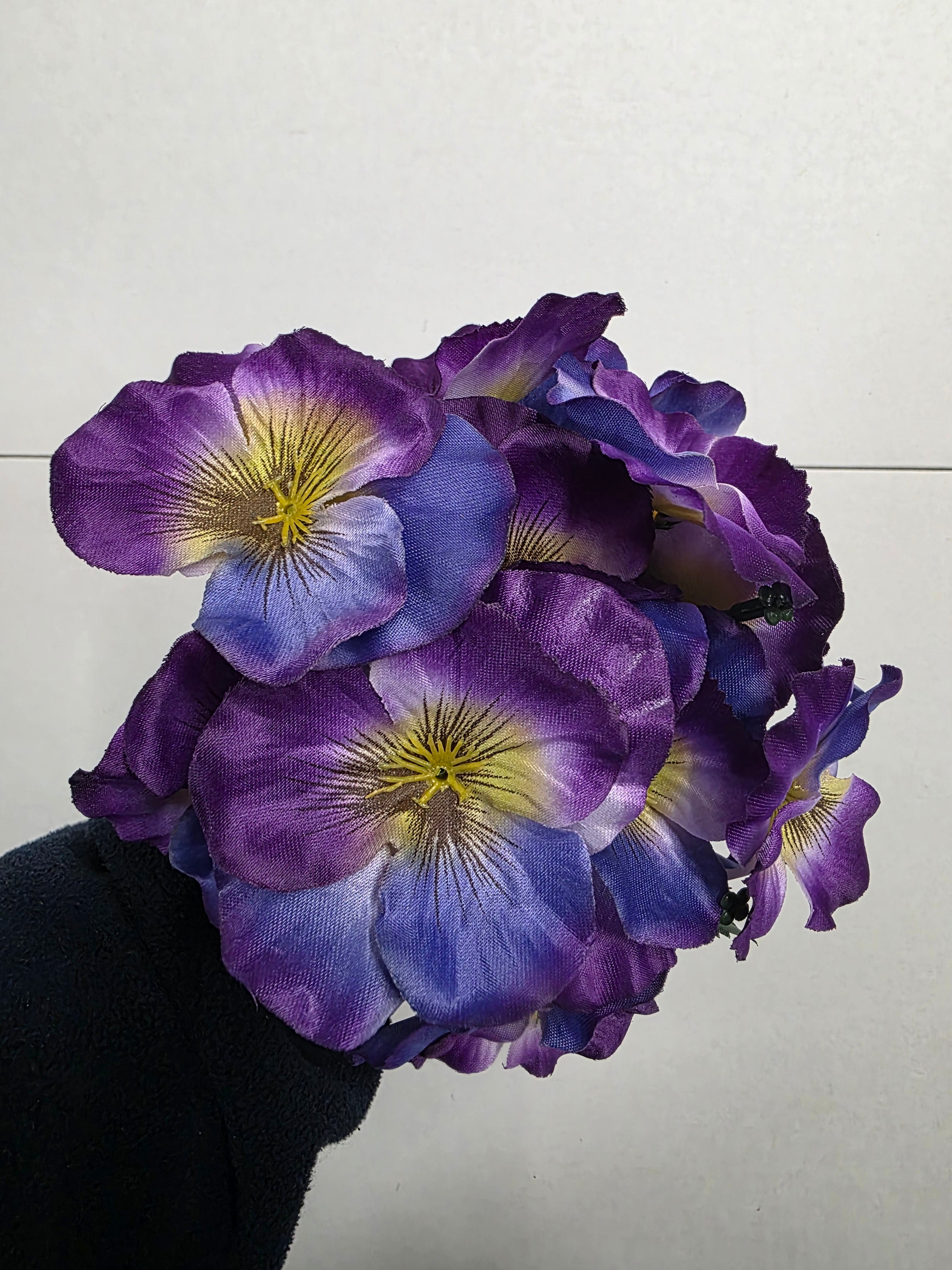 Artificial Pansy Vio Pur Cream 26cm (PACK OF 4)