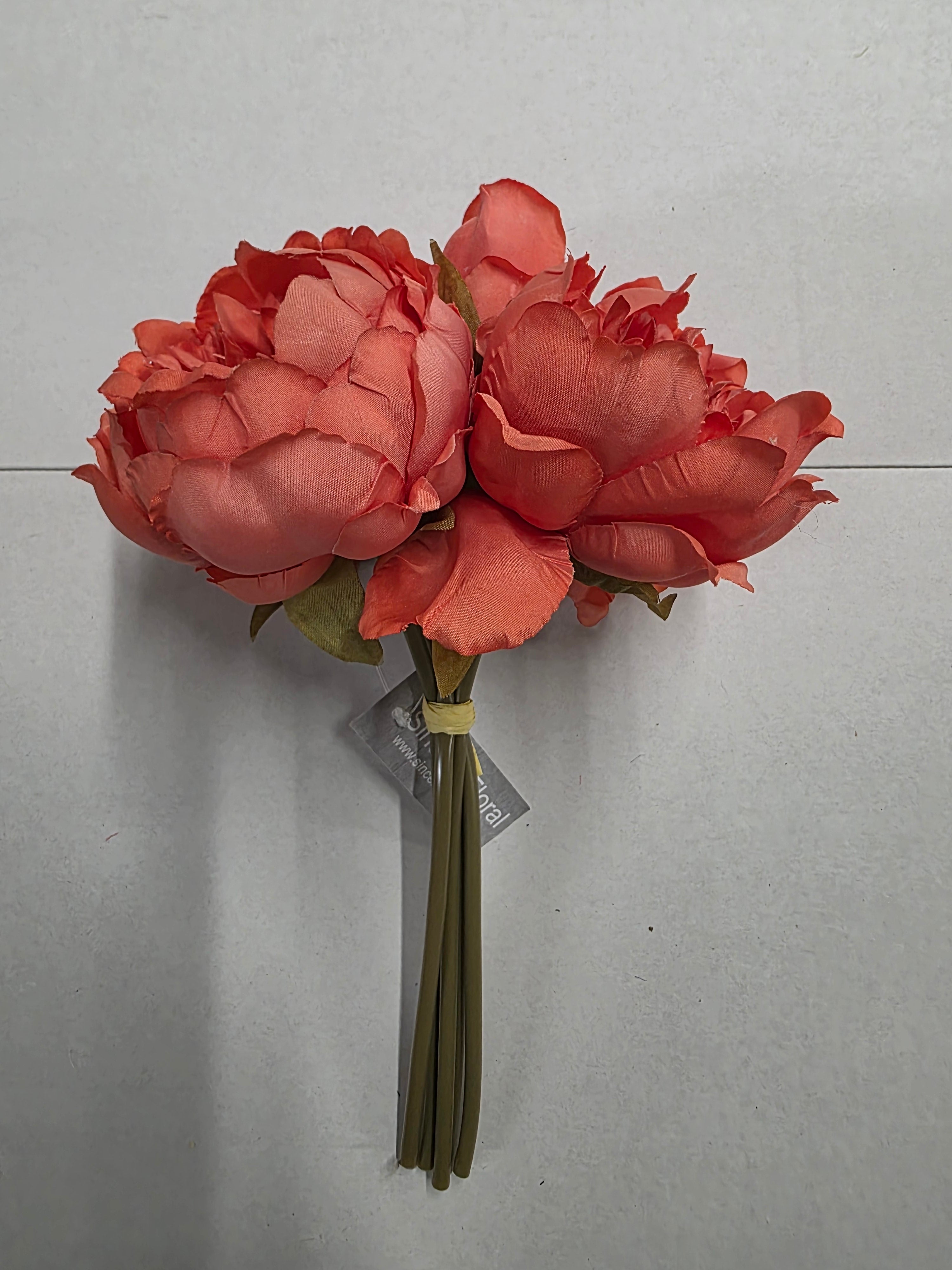 Artificial Peony Posy Coral (PACK OF 2)