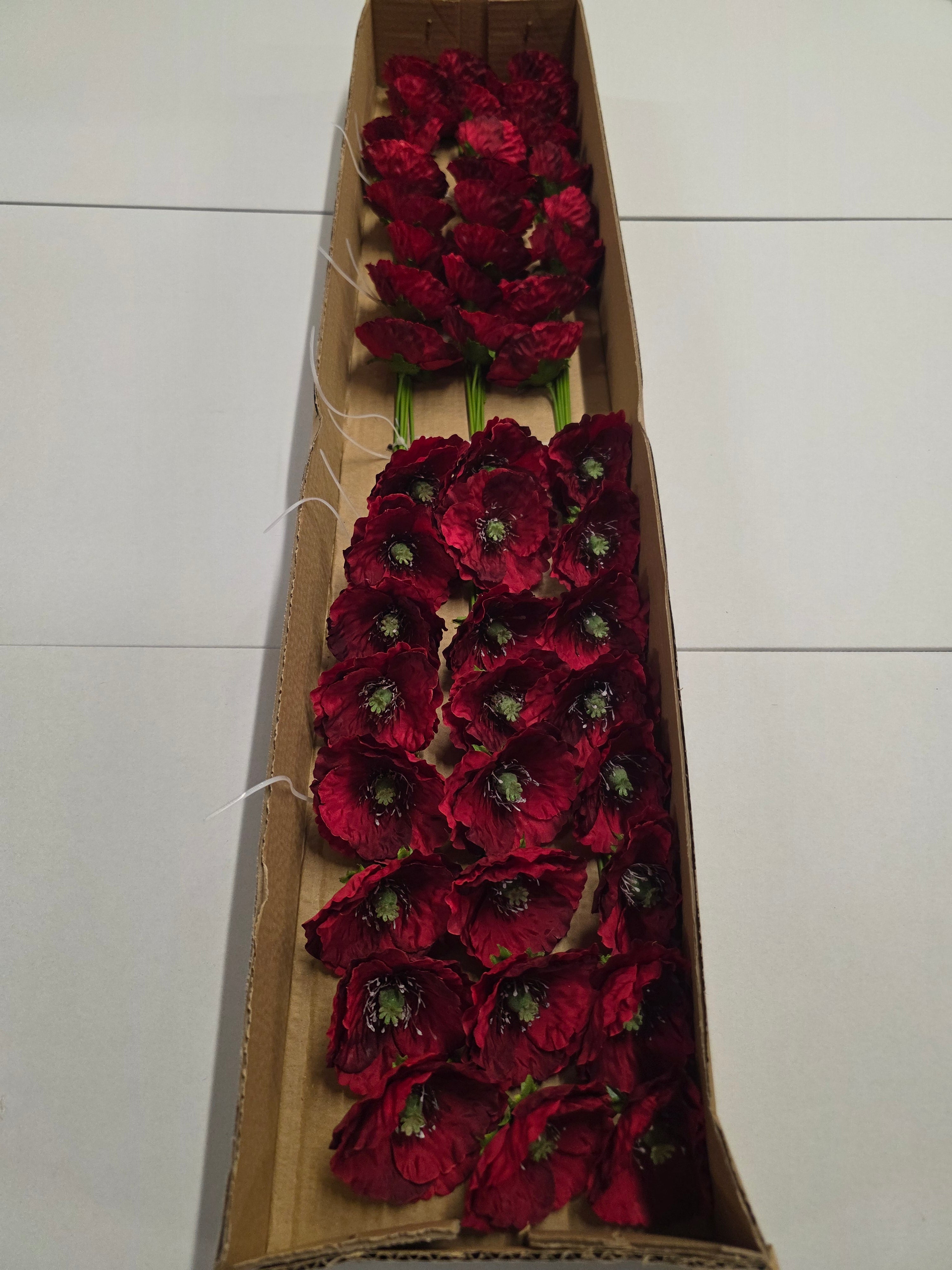 Artificial Poppy Pick Red 22cm X48
