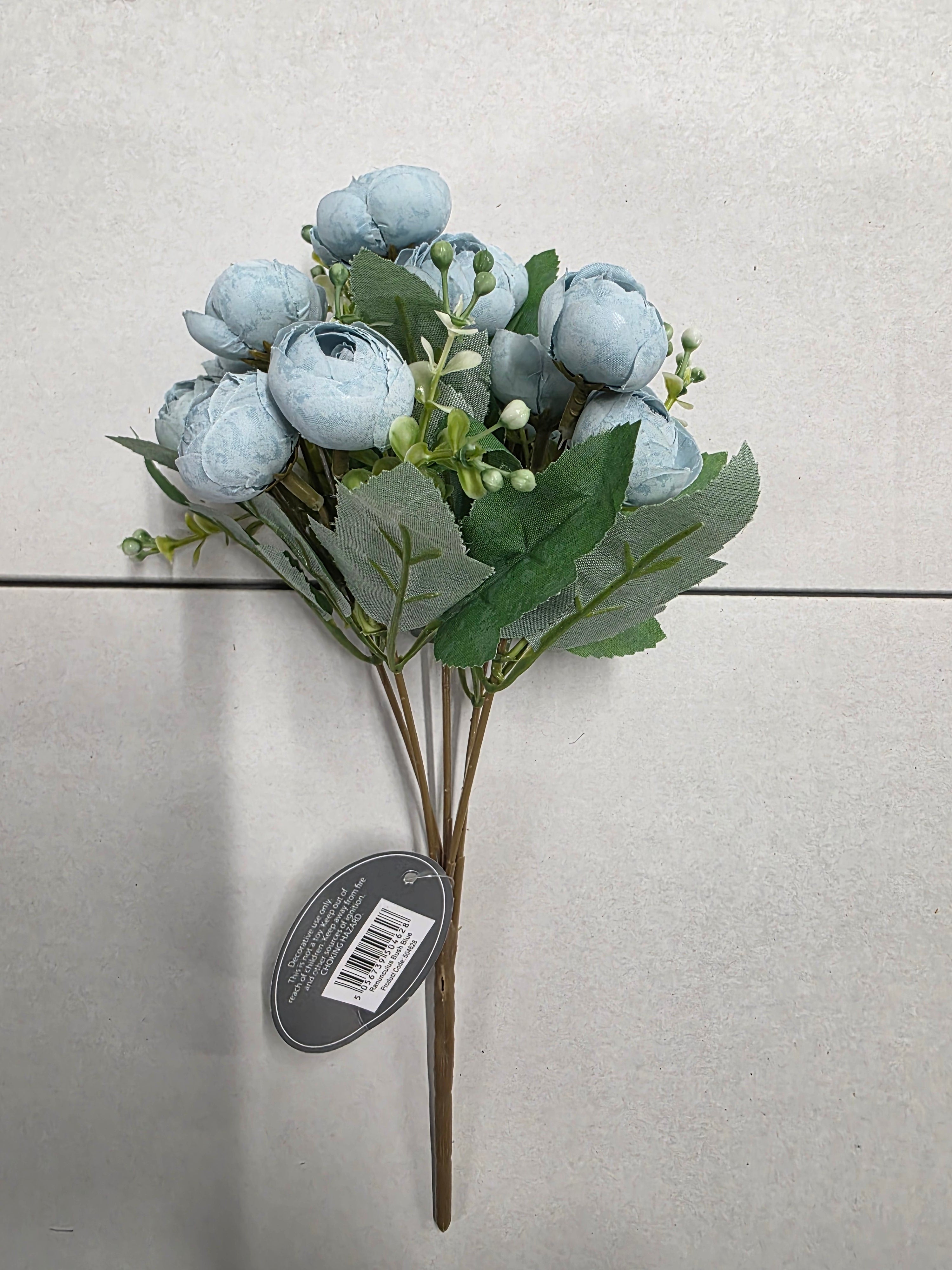 Artificial Ranunculus Bush Blue (PACK OF 3)