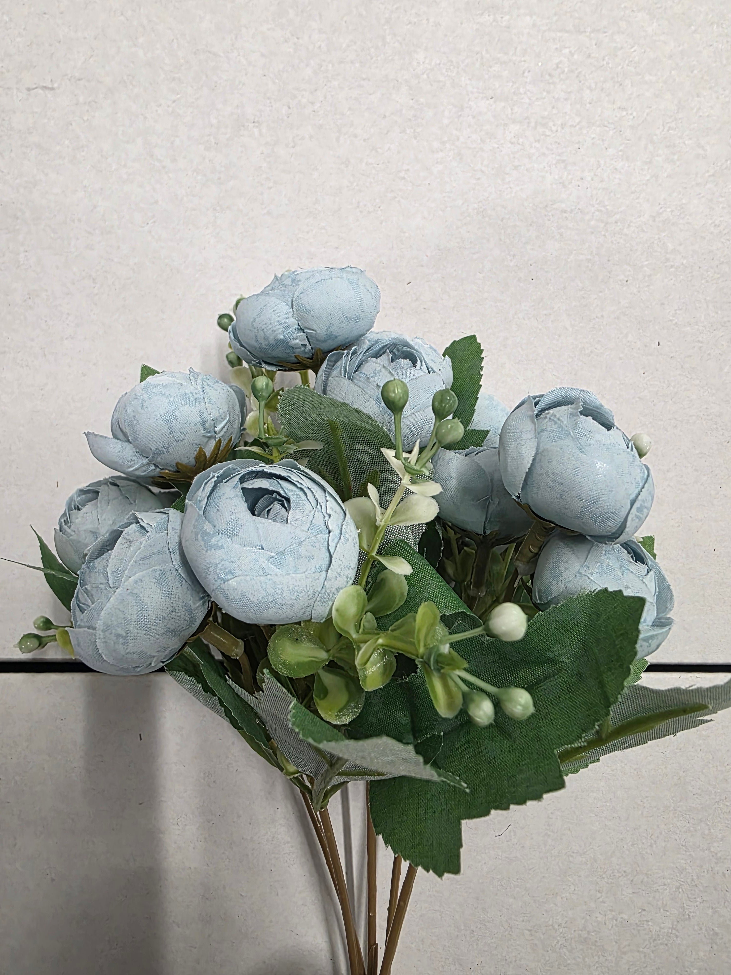 Artificial Ranunculus Bush Blue (PACK OF 3)