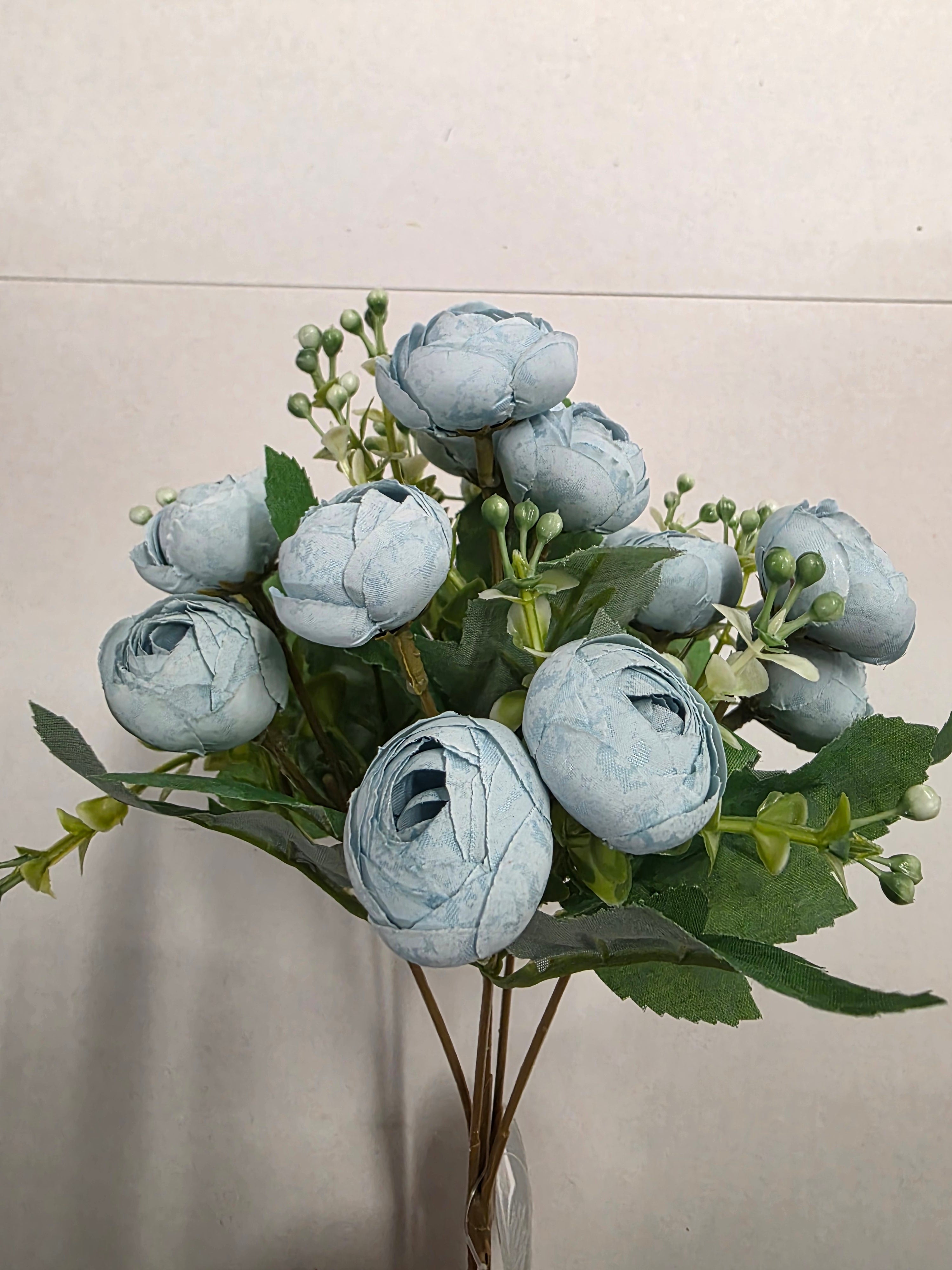 Artificial Ranunculus Bush Blue (PACK OF 3)