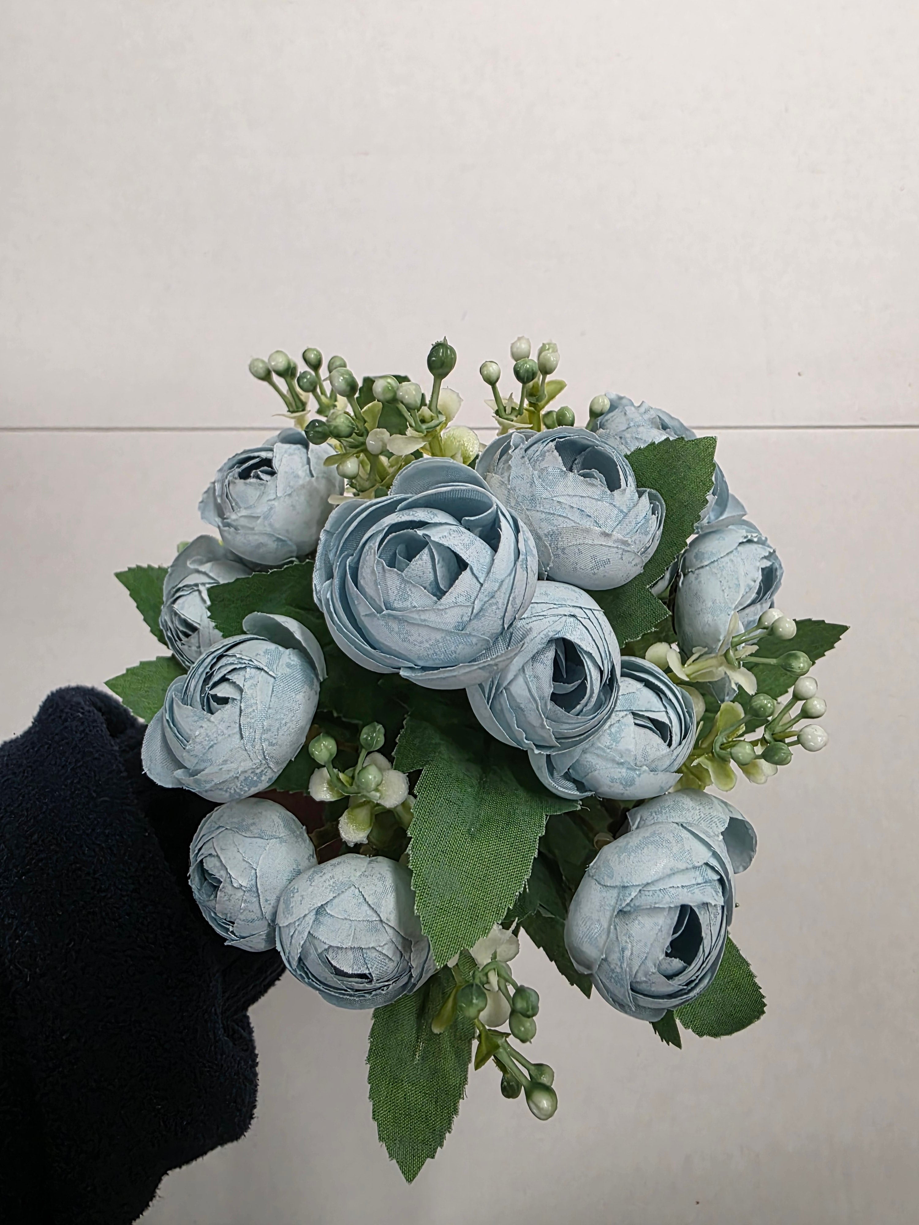 Artificial Ranunculus Bush Blue (PACK OF 3)