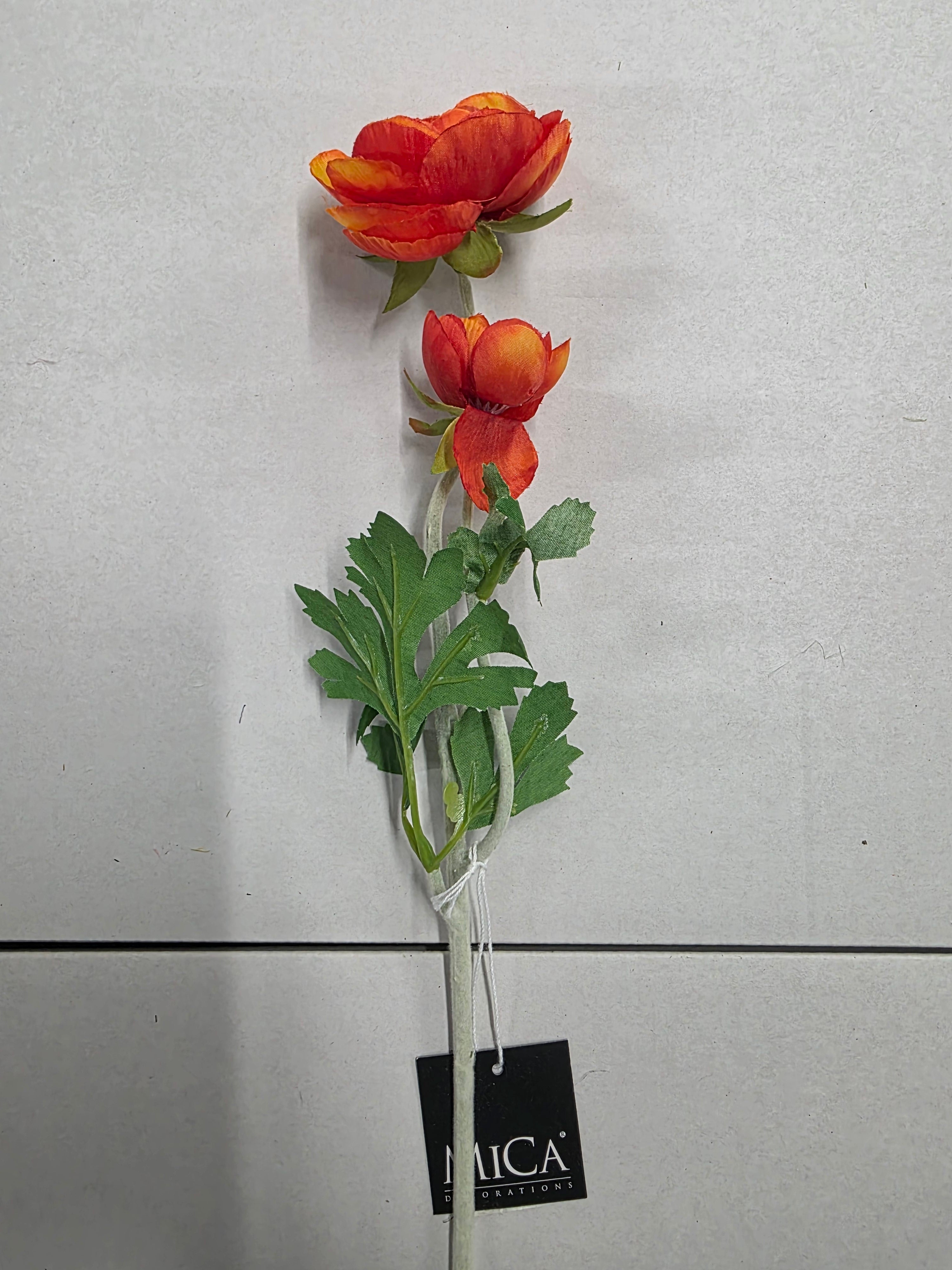 Artificial Ranunculus Orange 58cm (PACK 0F 3)