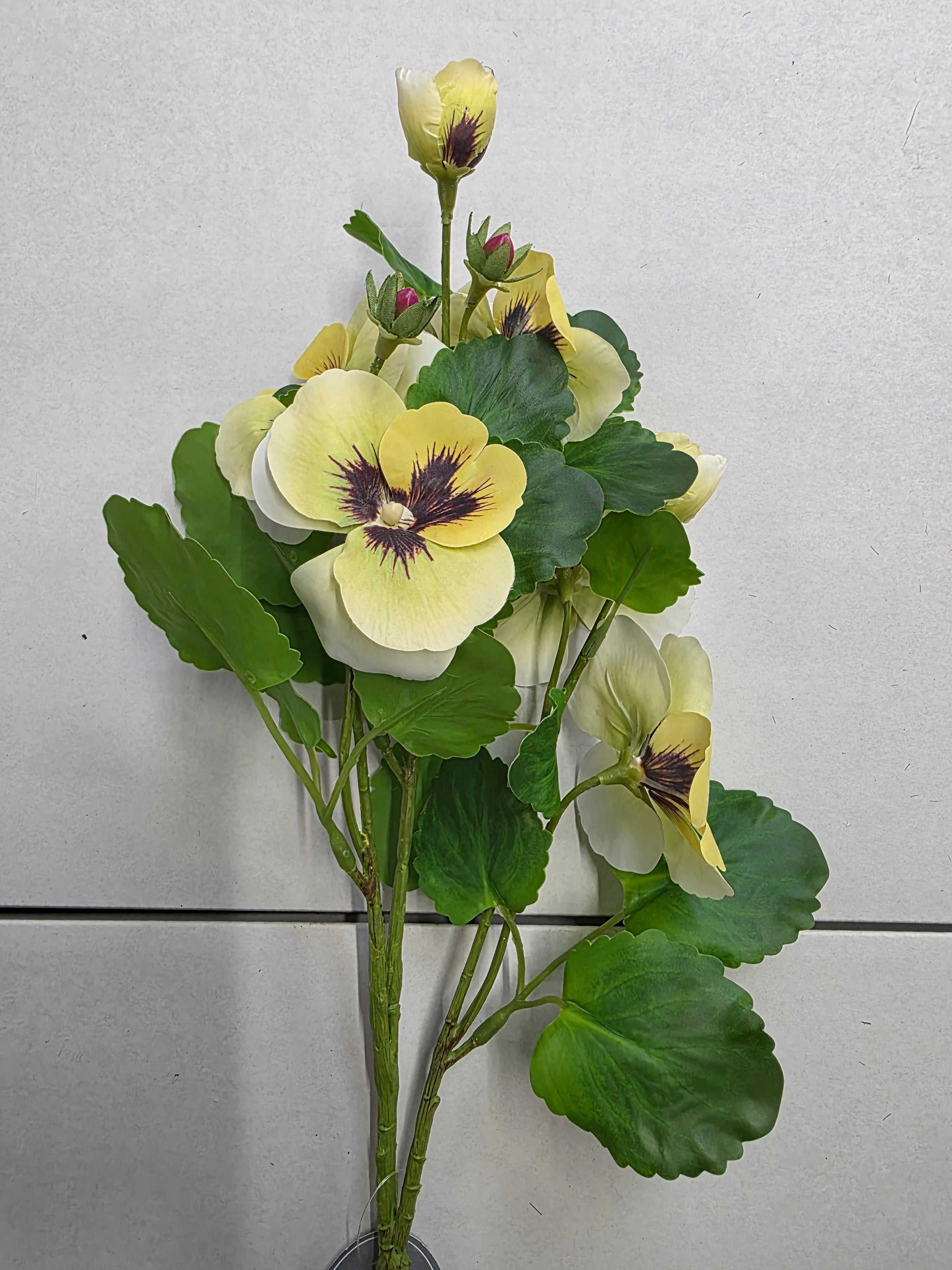 Artificial Pansy Spray Light Green Yellow (PACK OF 2)