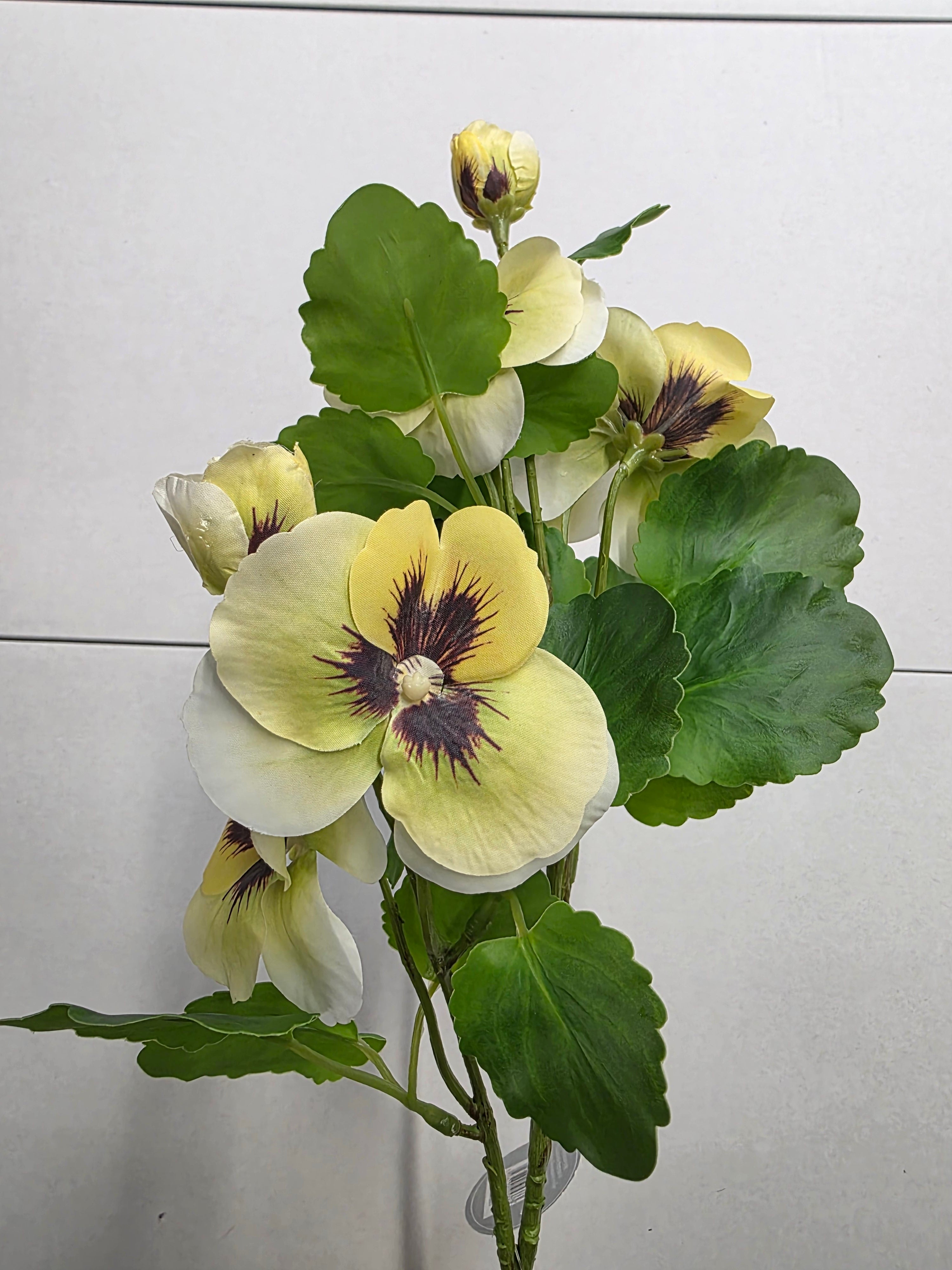 Artificial Pansy Spray Light Green Yellow (PACK OF 2)