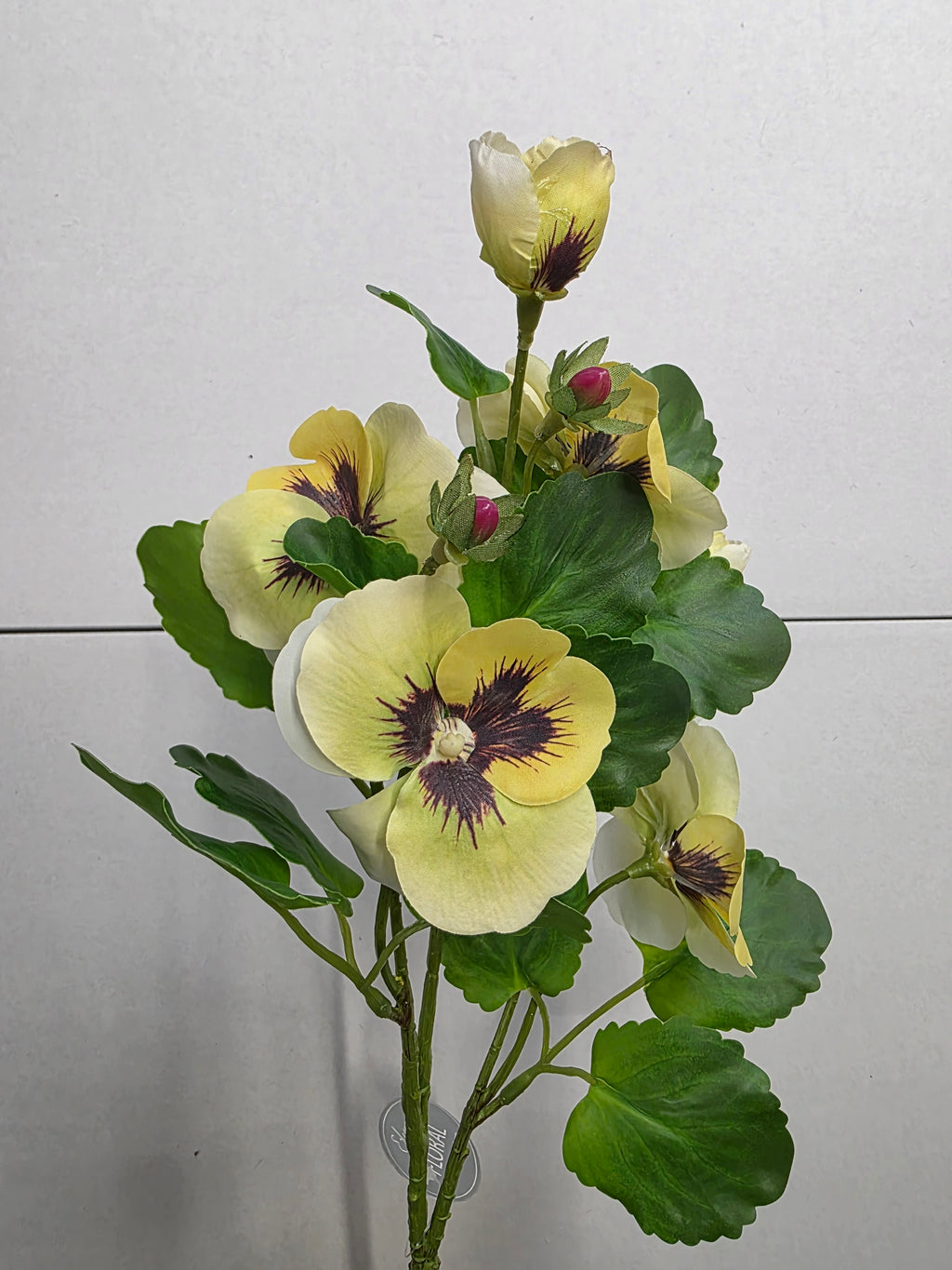 Artificial Pansy Spray Light Green Yellow (PACK OF 2)