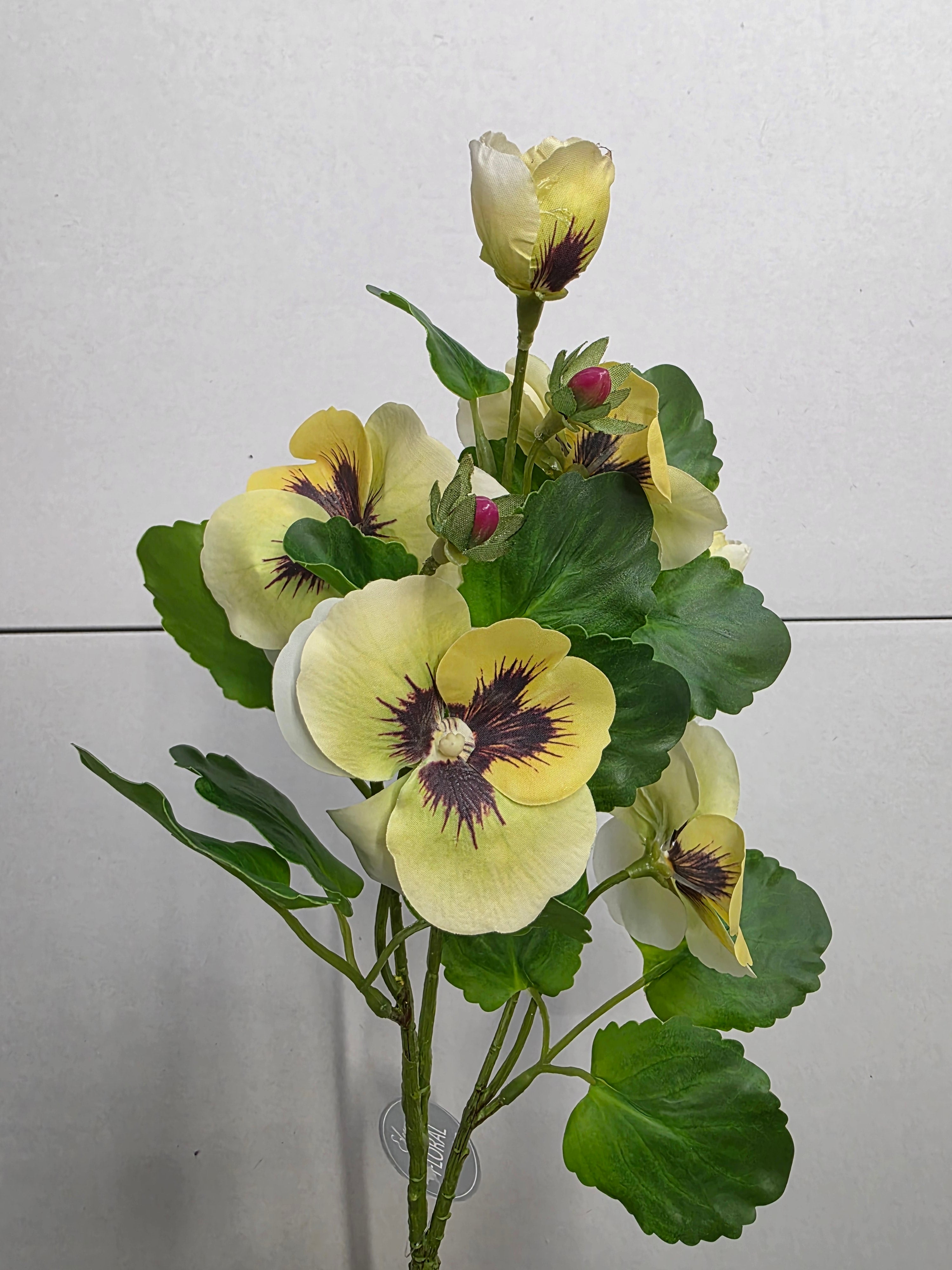 Artificial Pansy Spray Light Green Yellow (PACK OF 2)