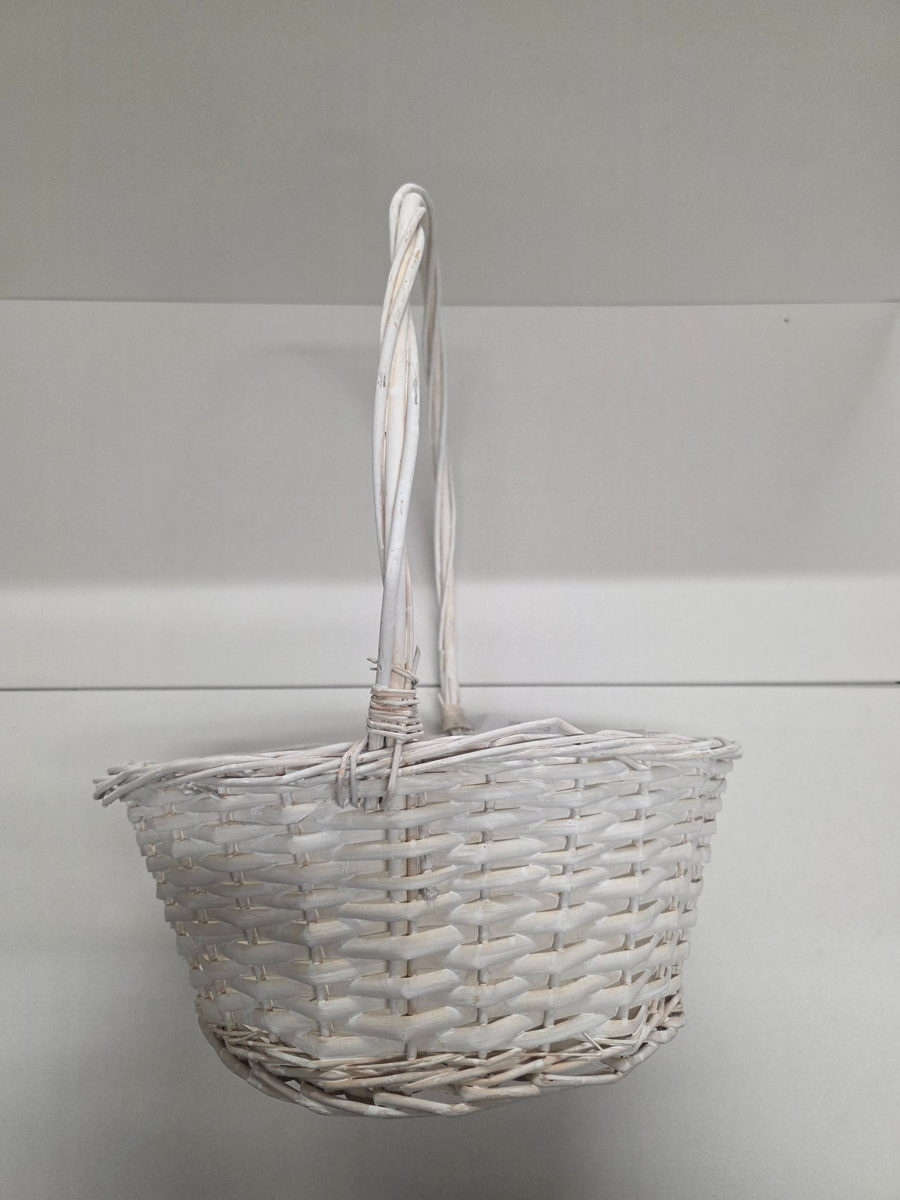 Basket Bowl Handled White