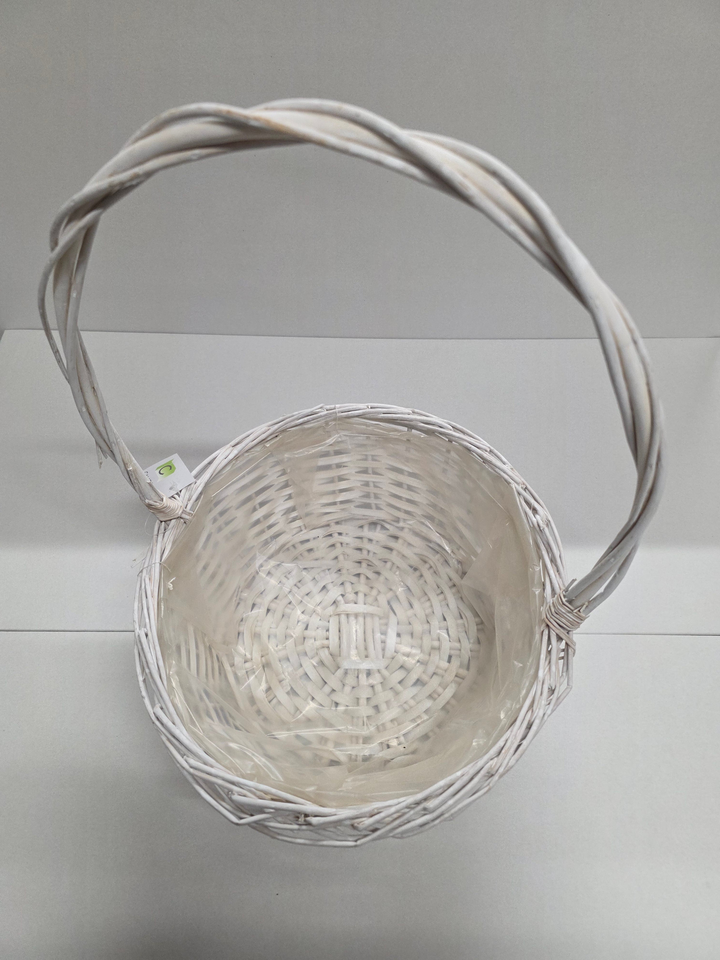 Basket Bowl Handled White