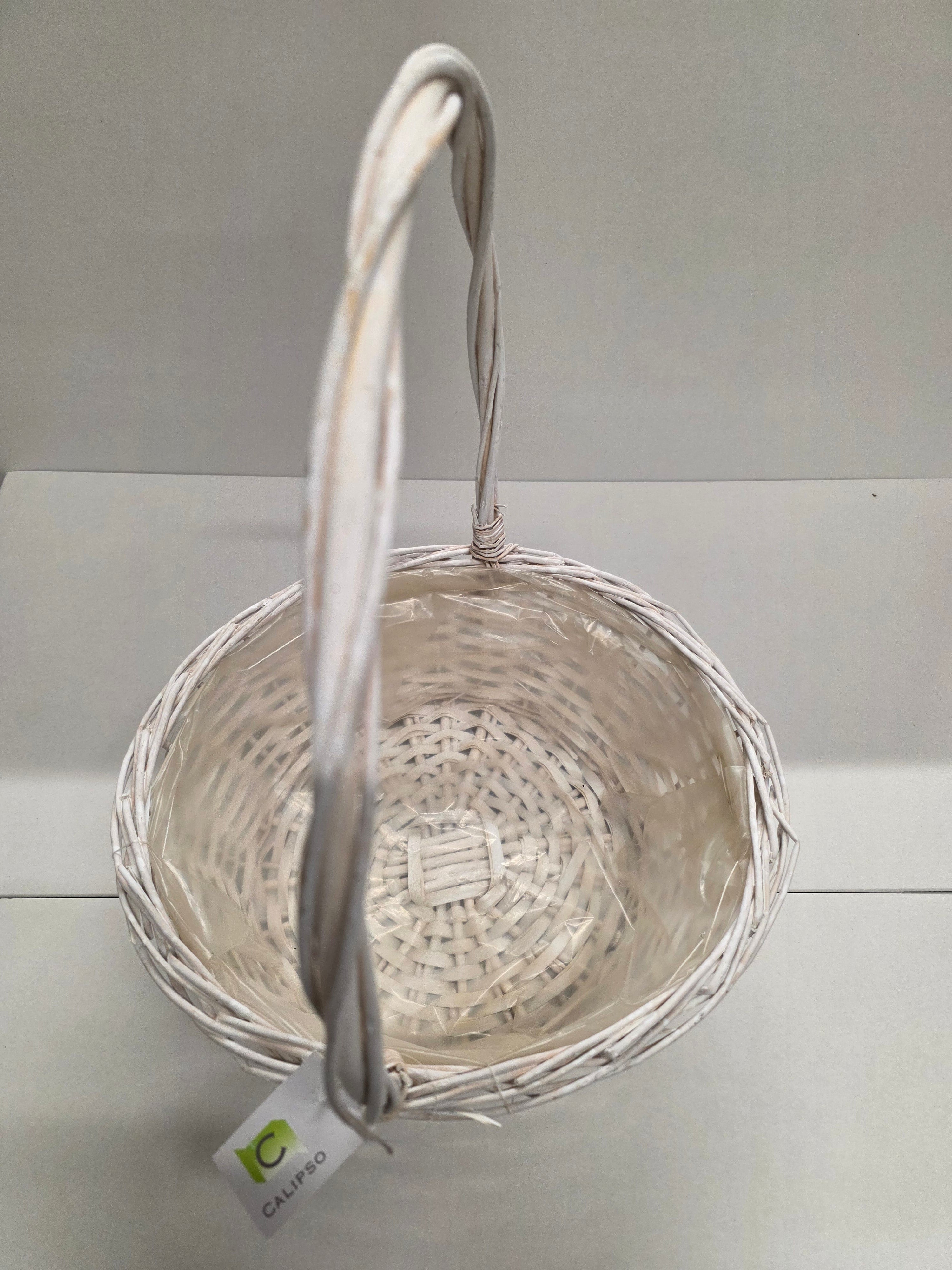 Basket Bowl Handled White