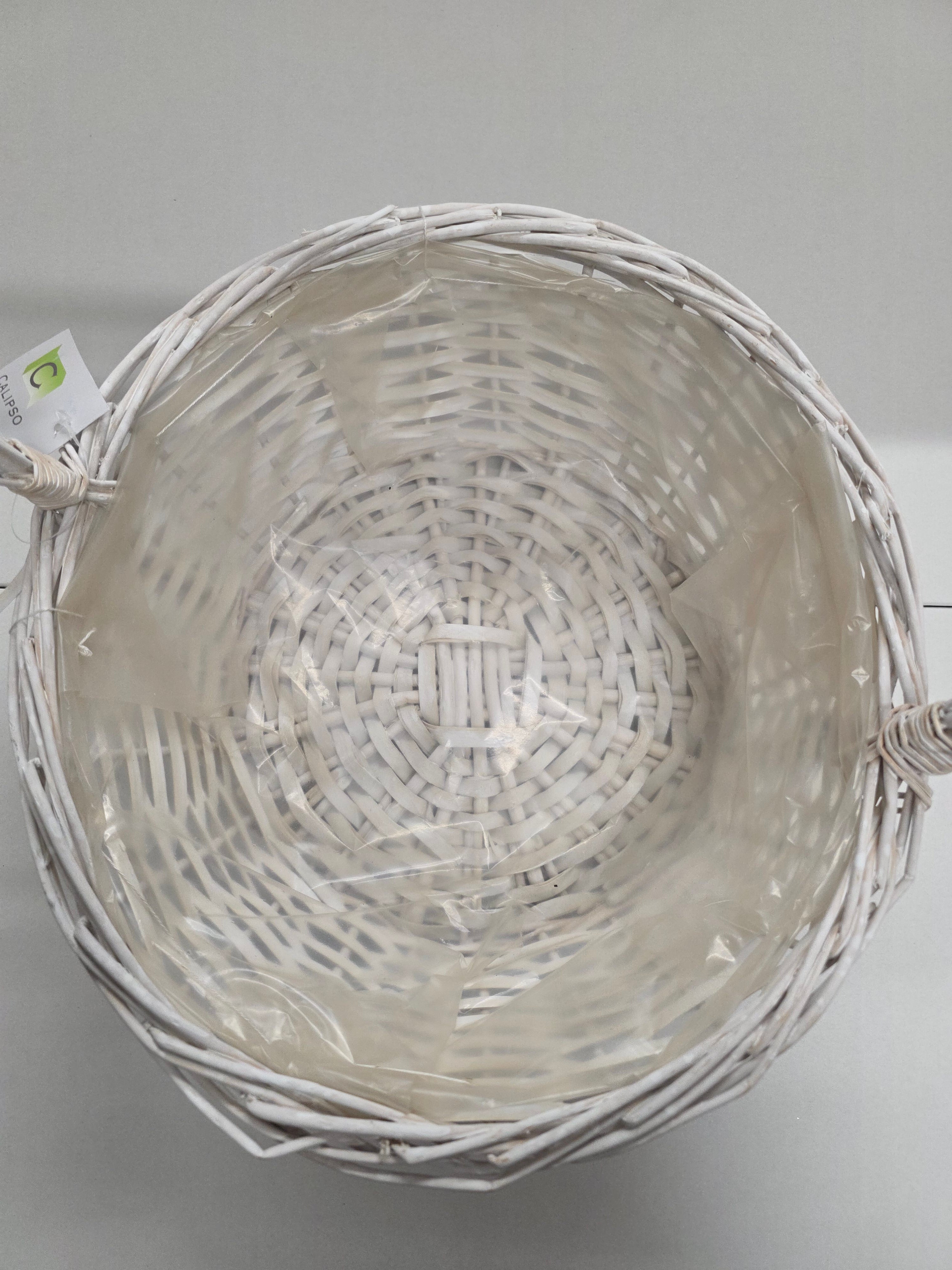 Basket Bowl Handled White
